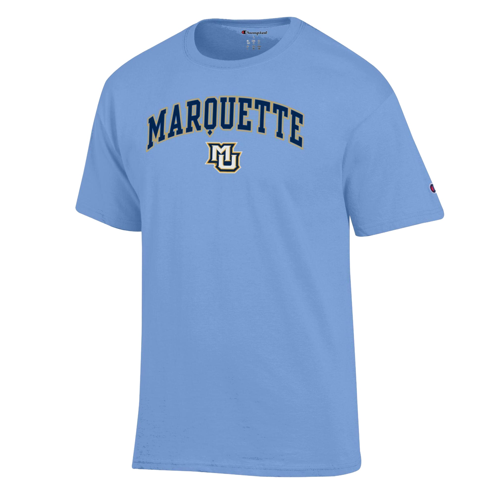 T-shirt pour homme Champion bleu Marquette Golden Eagles avec logo en forme d'arche