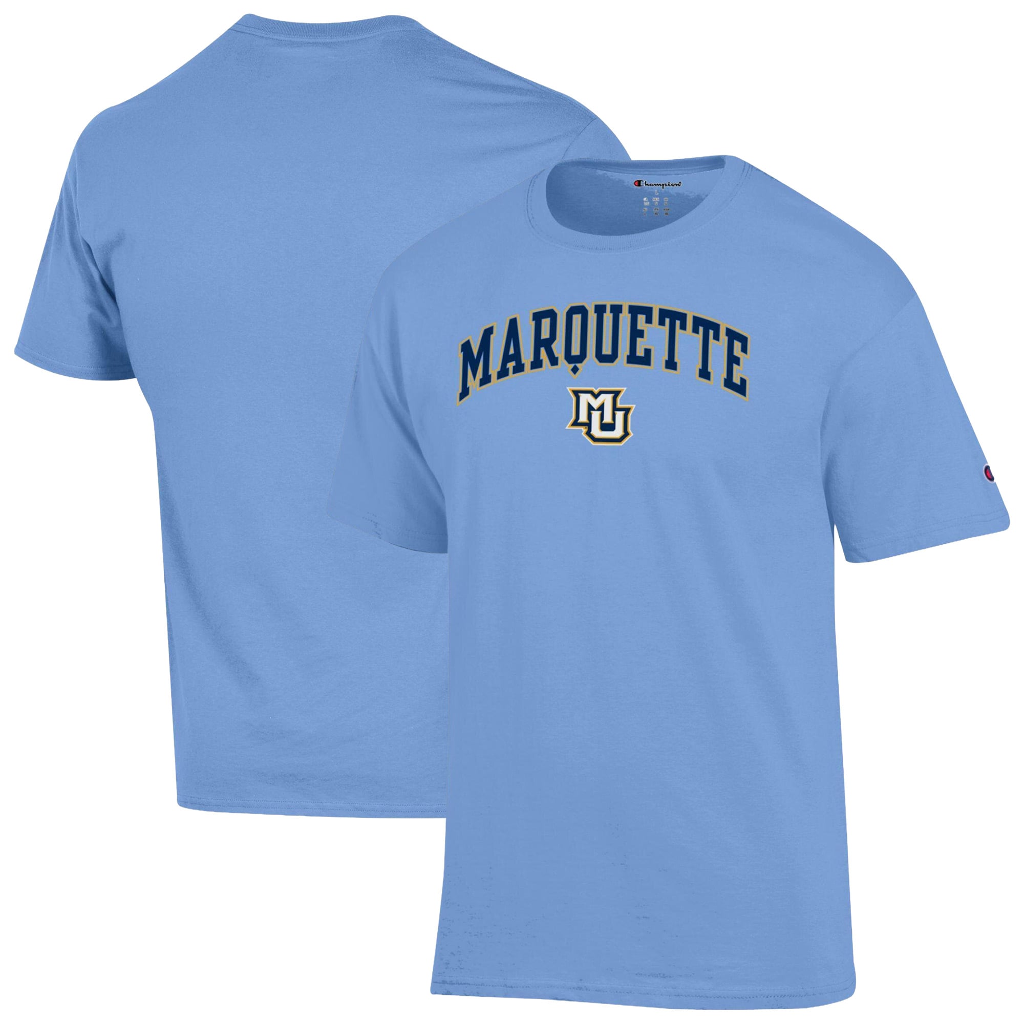 T-shirt pour homme Champion bleu Marquette Golden Eagles avec logo en forme d'arche