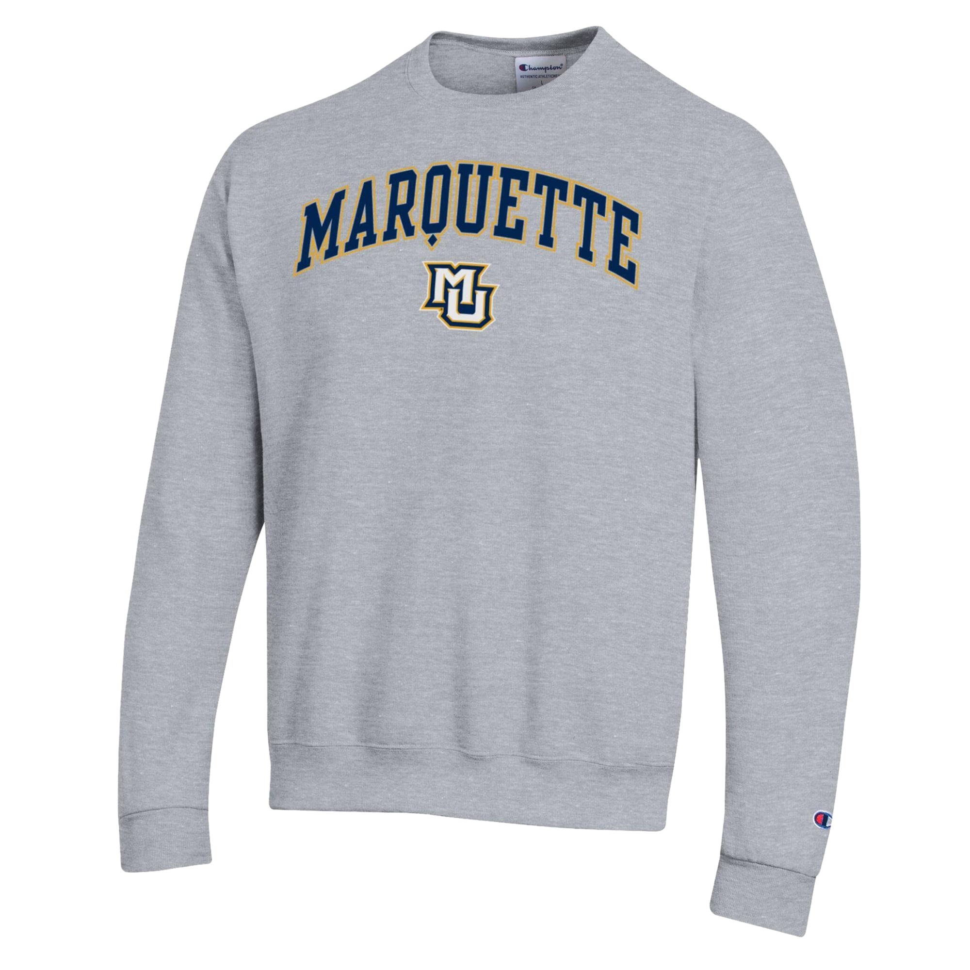 Sweat-shirt Champion pour homme, gris chiné, Marquette Golden Eagles Arch Powerblend