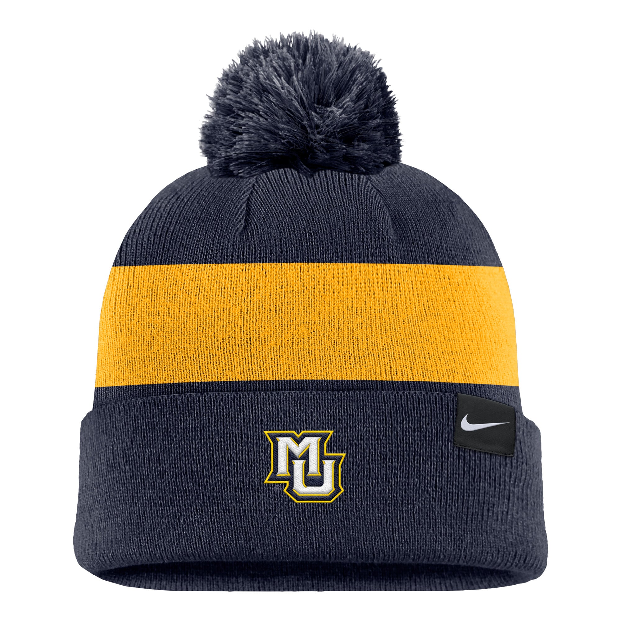 Bonnet à rayures et logo Nike Primetime pour homme, bleu marine, avec pompon.