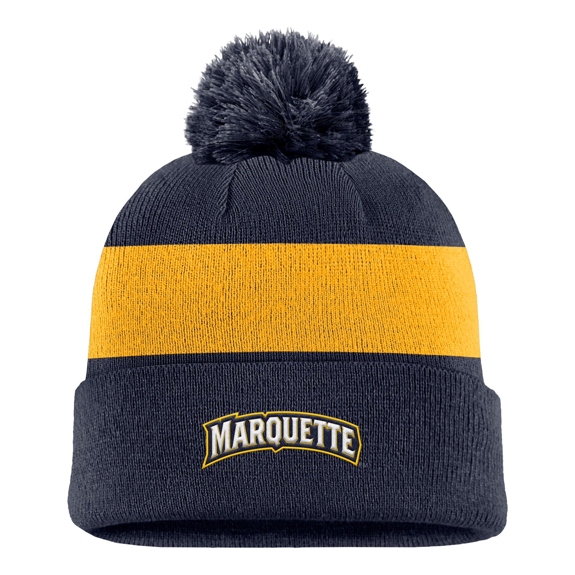 Bonnet à rayures et logo Nike Primetime pour homme, bleu marine, avec pompon.