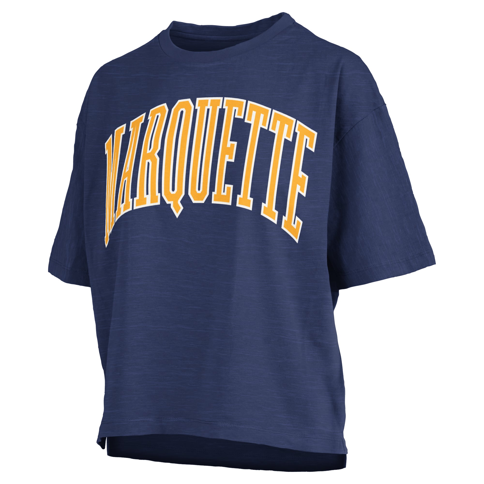 T-shirt oversize Pressbox Navy Marquette Golden Eagles Nelson Arch Over Logo Slub pour femme