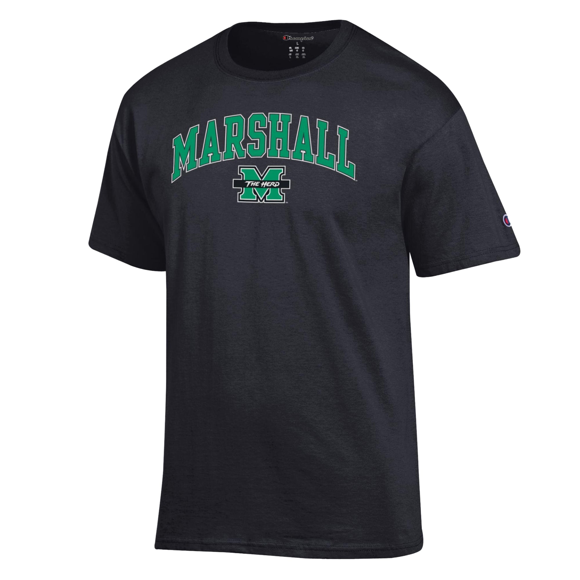 Men's Champion Black Marshall Thundering Herd Arch Logo T-Shirt
