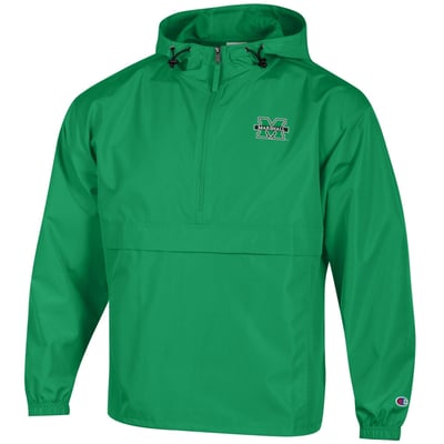 Marshall Thundering Herd Champion Packable Half-Zip Hooded Jacket - Green
