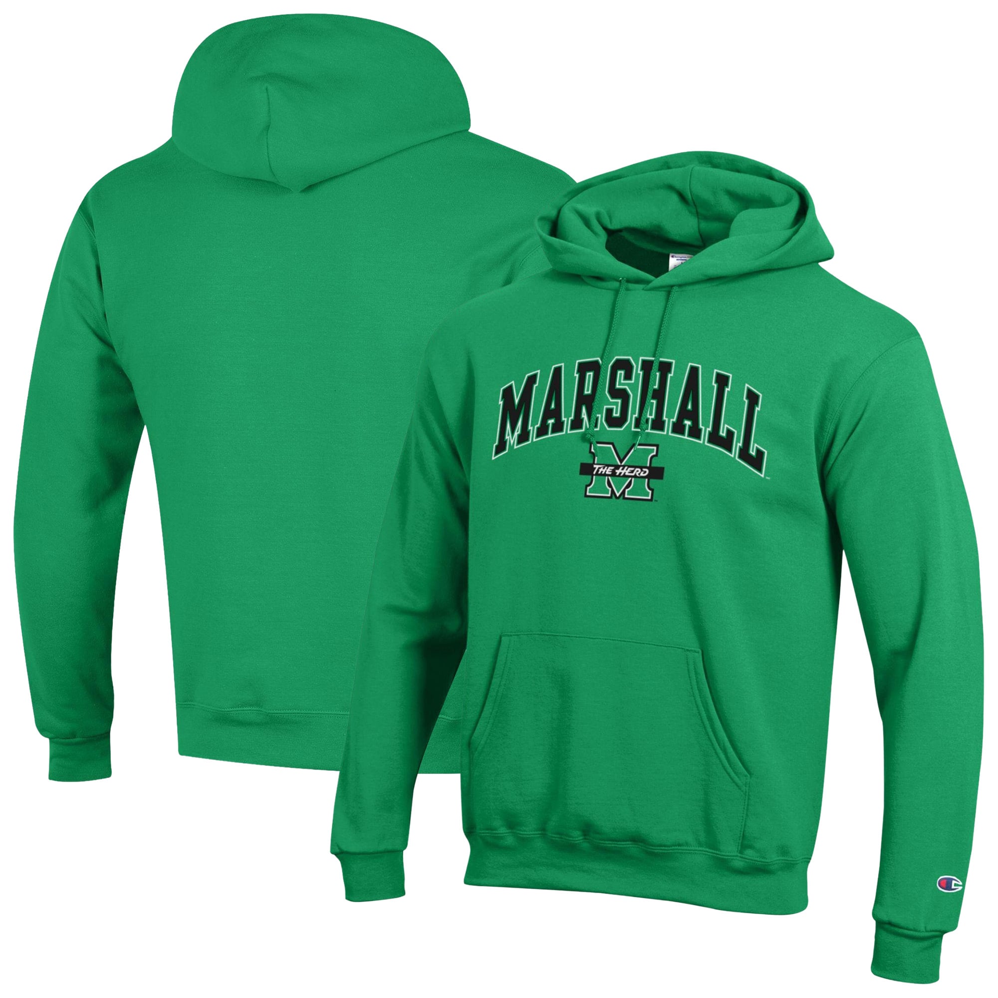 Sweat à capuche Champion vert Kelly Marshall Thundering Herd Powerblend pour homme
