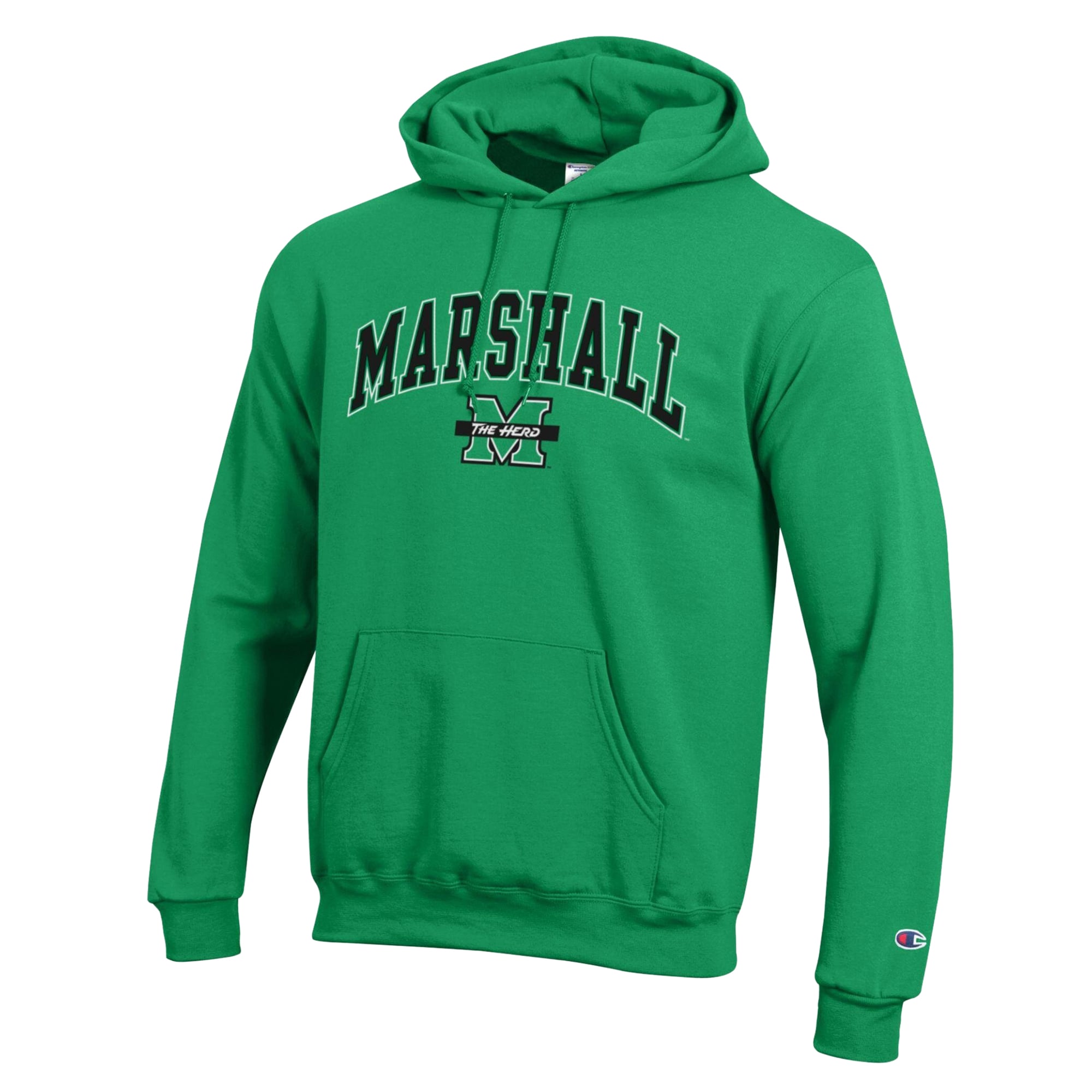Sweat à capuche Champion vert Kelly Marshall Thundering Herd Powerblend pour homme
