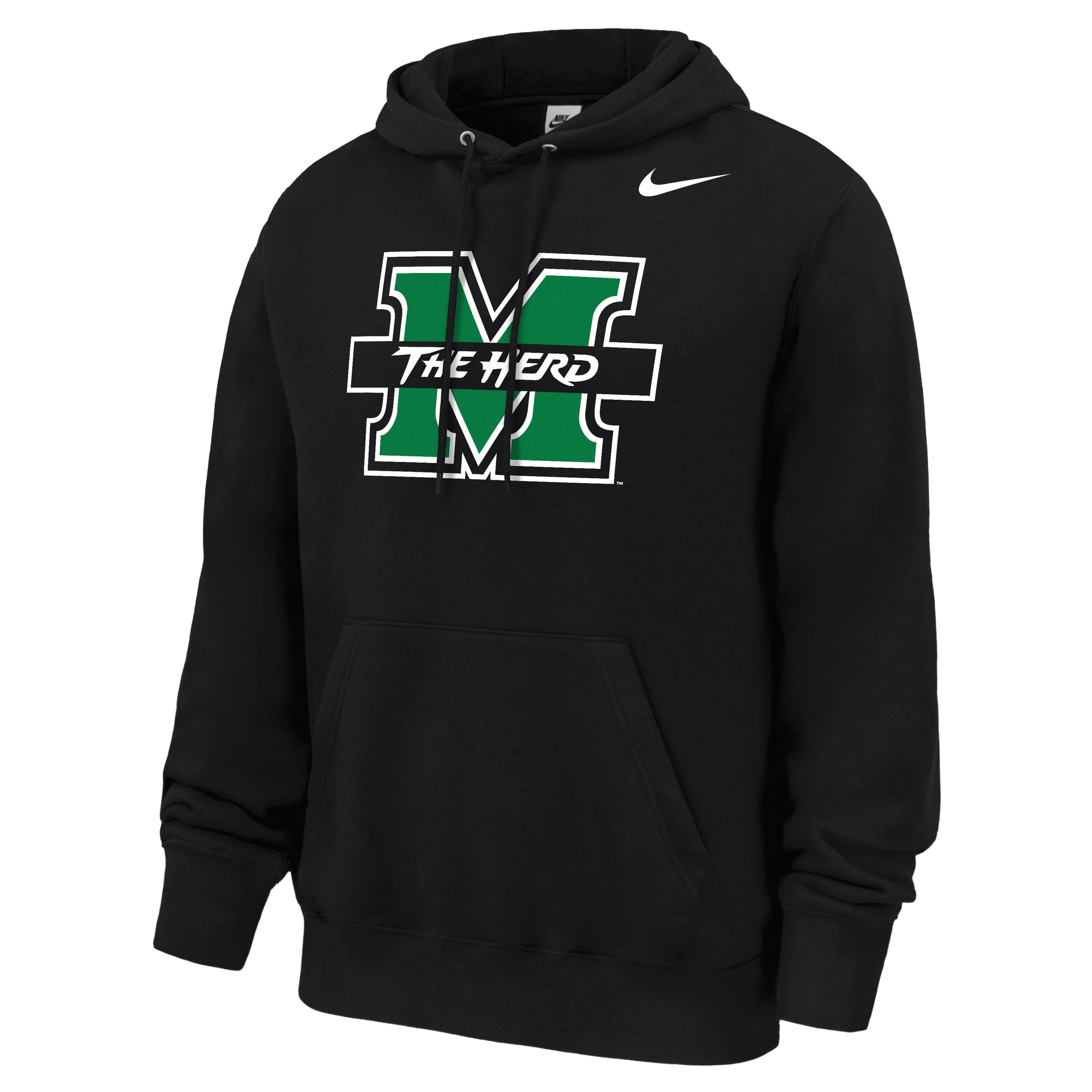 Sweat à capuche polaire Nike Marshall Thundering Herd Club noir pour homme