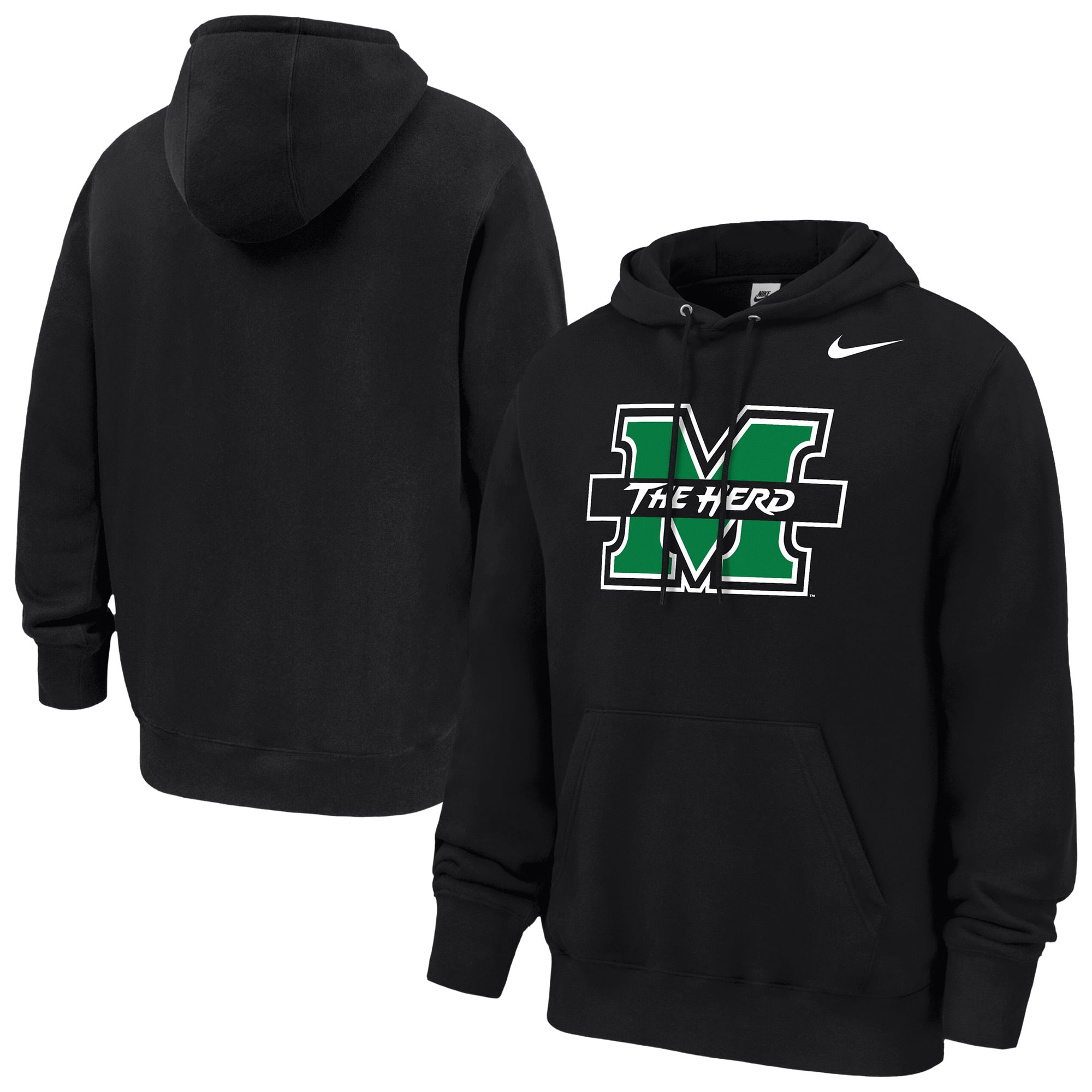 Sweat à capuche polaire Nike Marshall Thundering Herd Club noir pour homme