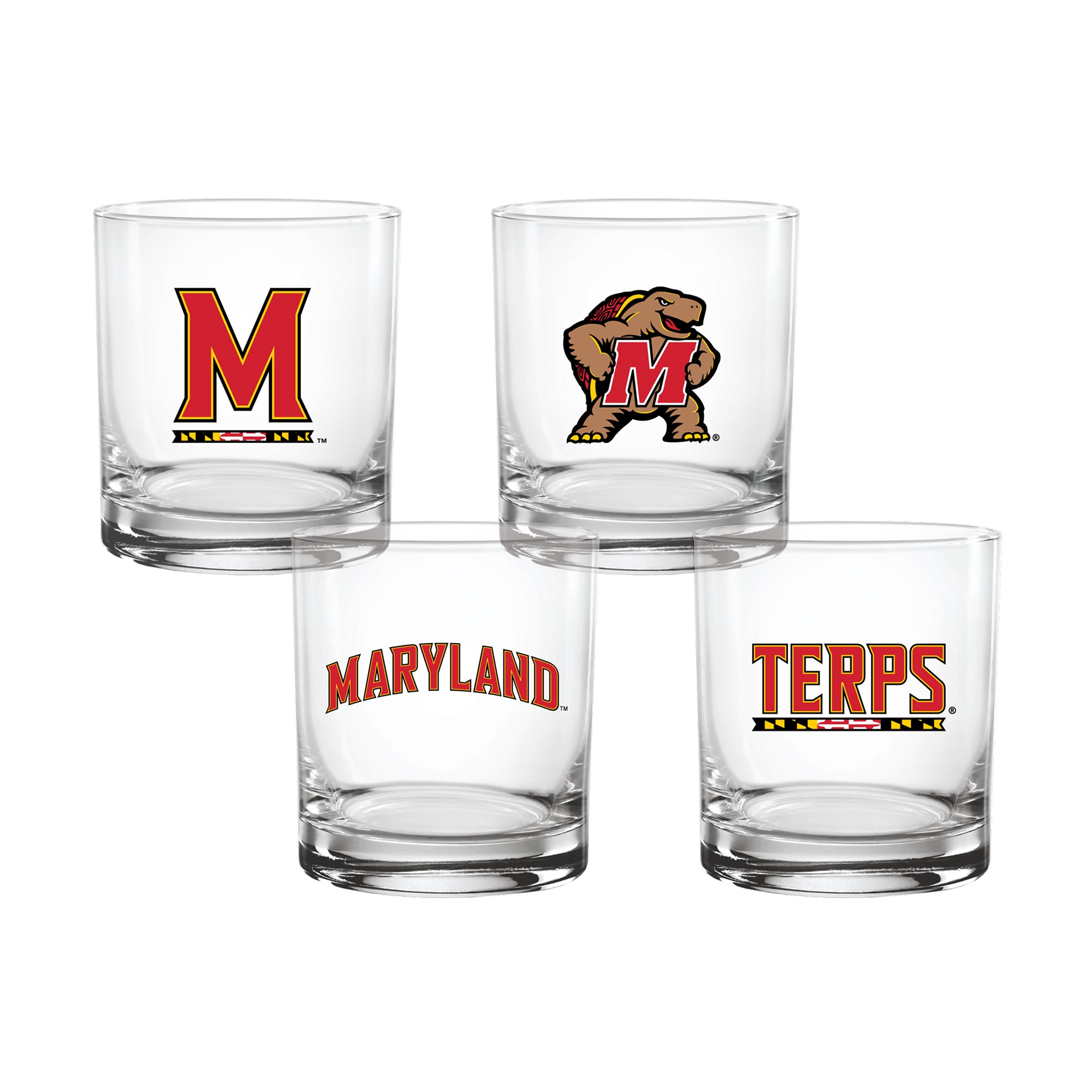 Indigo Falls  Maryland Terrapins Core 4-Pack Collectors Rocks Glass Set