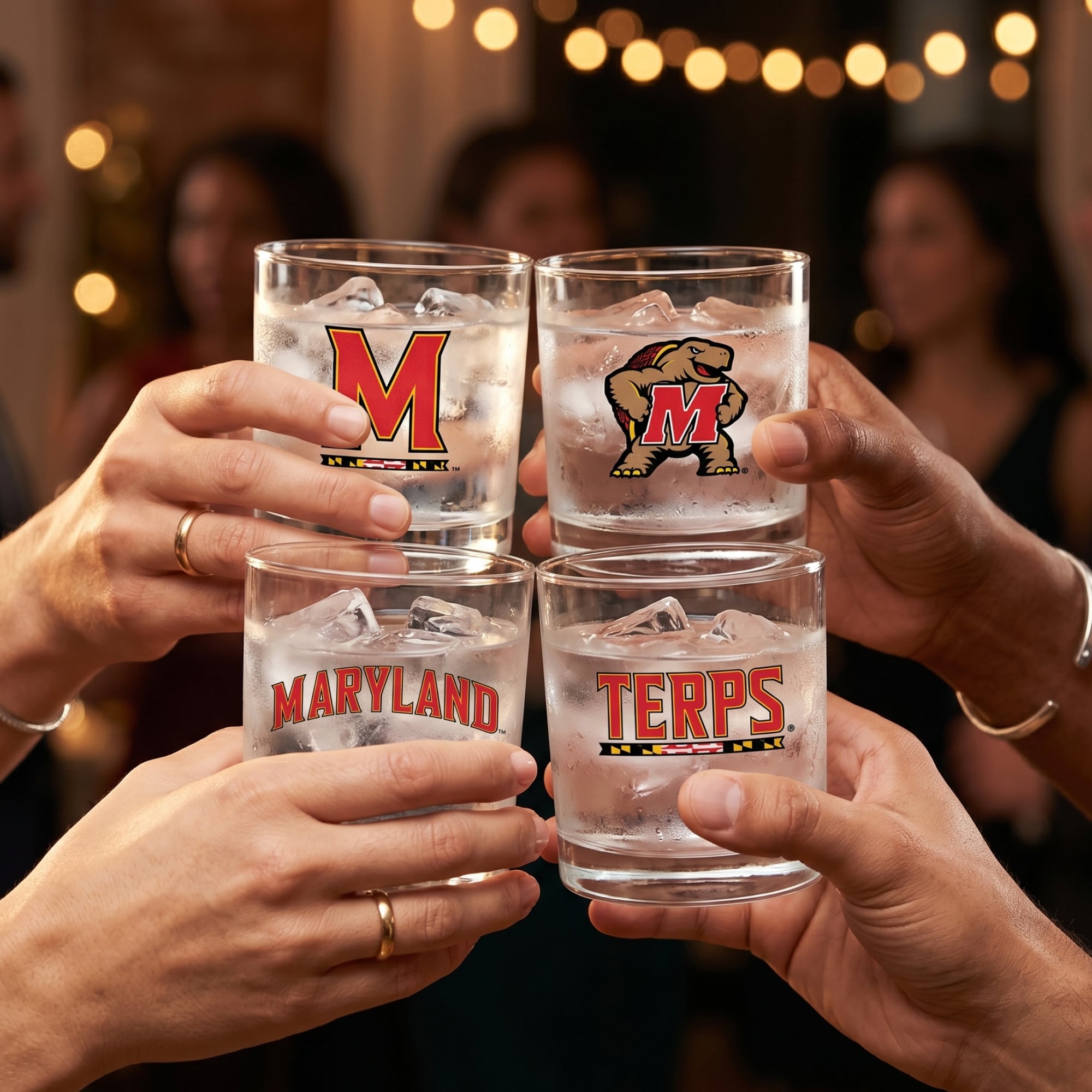 Indigo Falls  Maryland Terrapins Core 4-Pack Collectors Rocks Glass Set