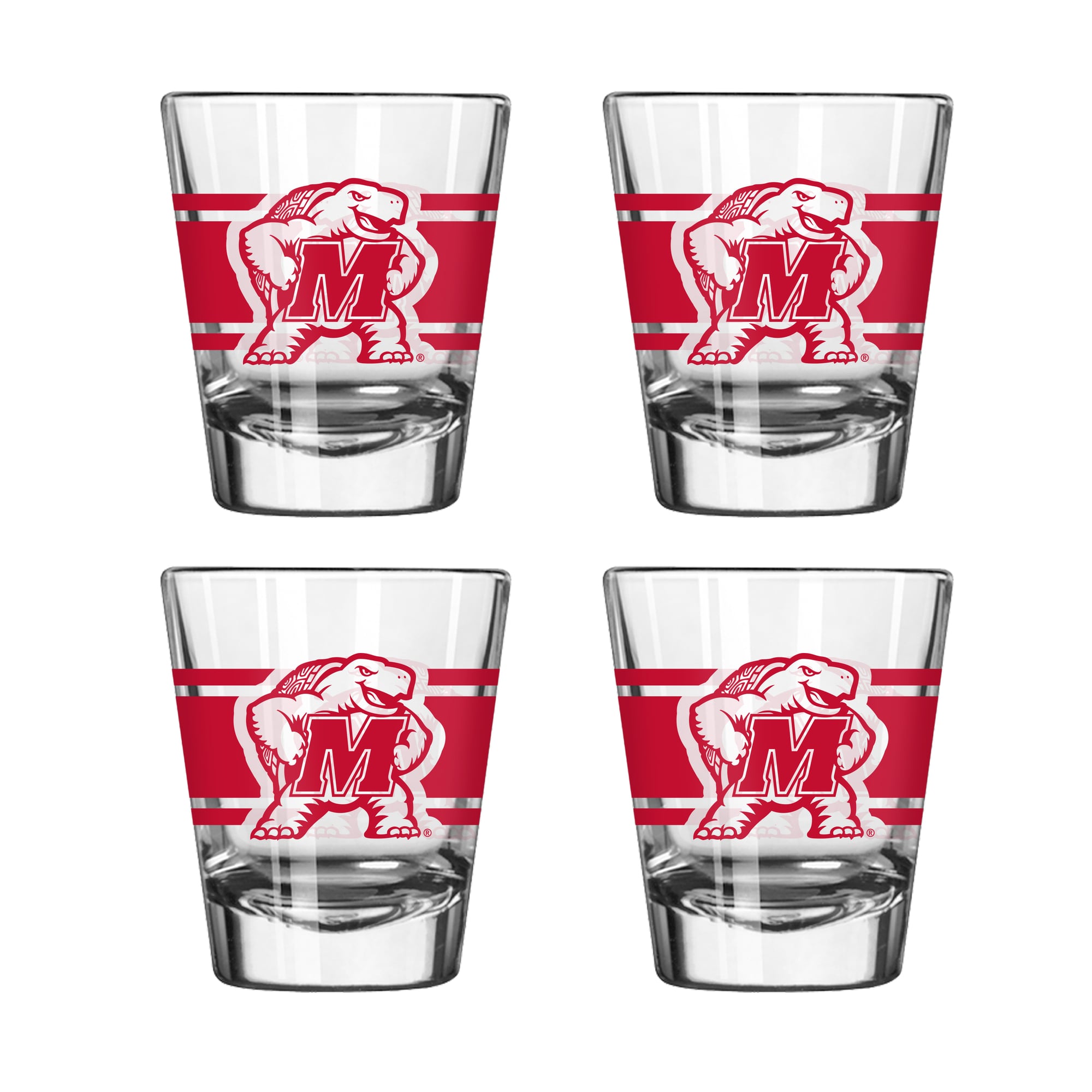 Logo Brands Maryland Terrapins Four-Piece Stripe Shot Glass Set
