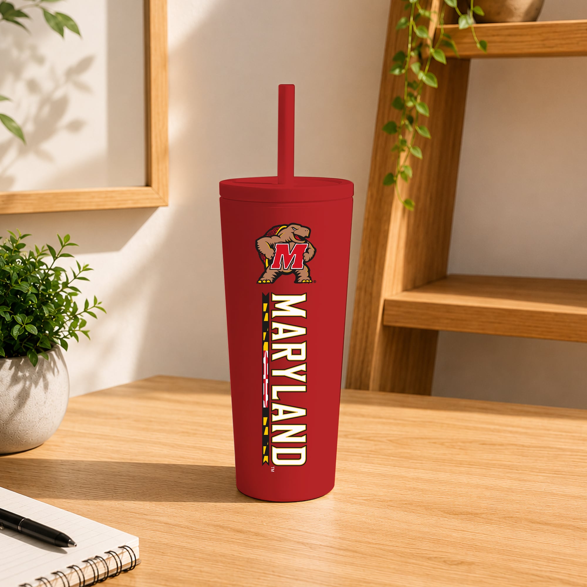 Maryland Terrapins 24oz. No Spill Straw Tumbler