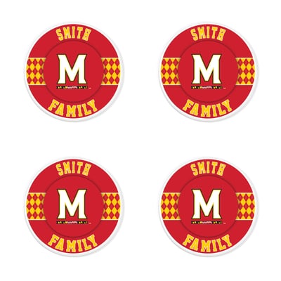 Maryland Terrapins 4" Personalized Circular Coasters 4-Pack Set