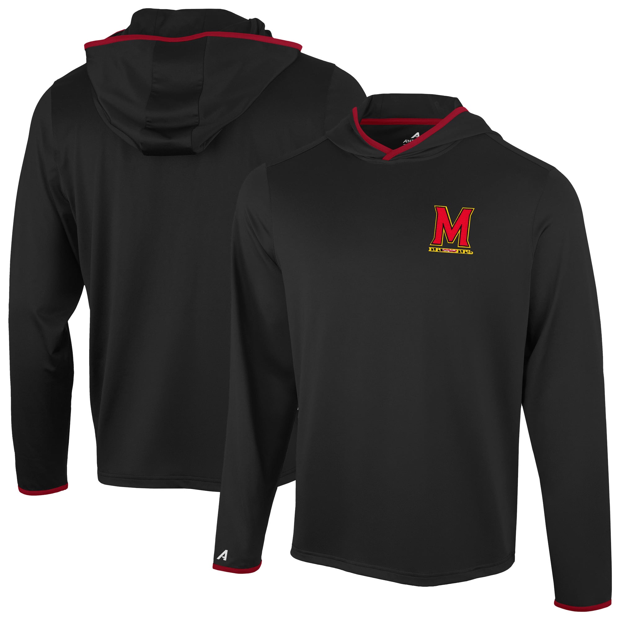 Men's Antigua  Black Maryland Terrapins Brink Color Pop Long Sleeve Hoodie T-Shirt