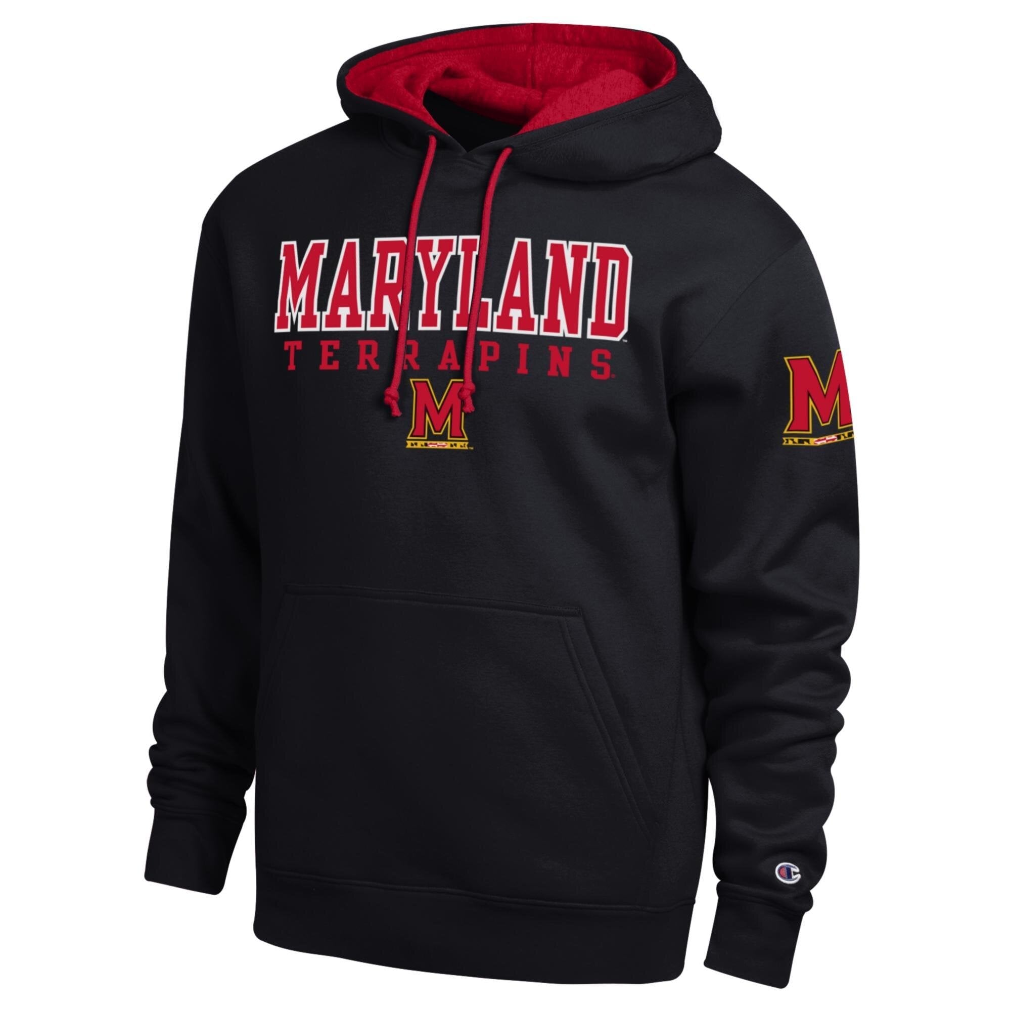 Men's Champion  Black Maryland Terrapins Contrast Hoodie
