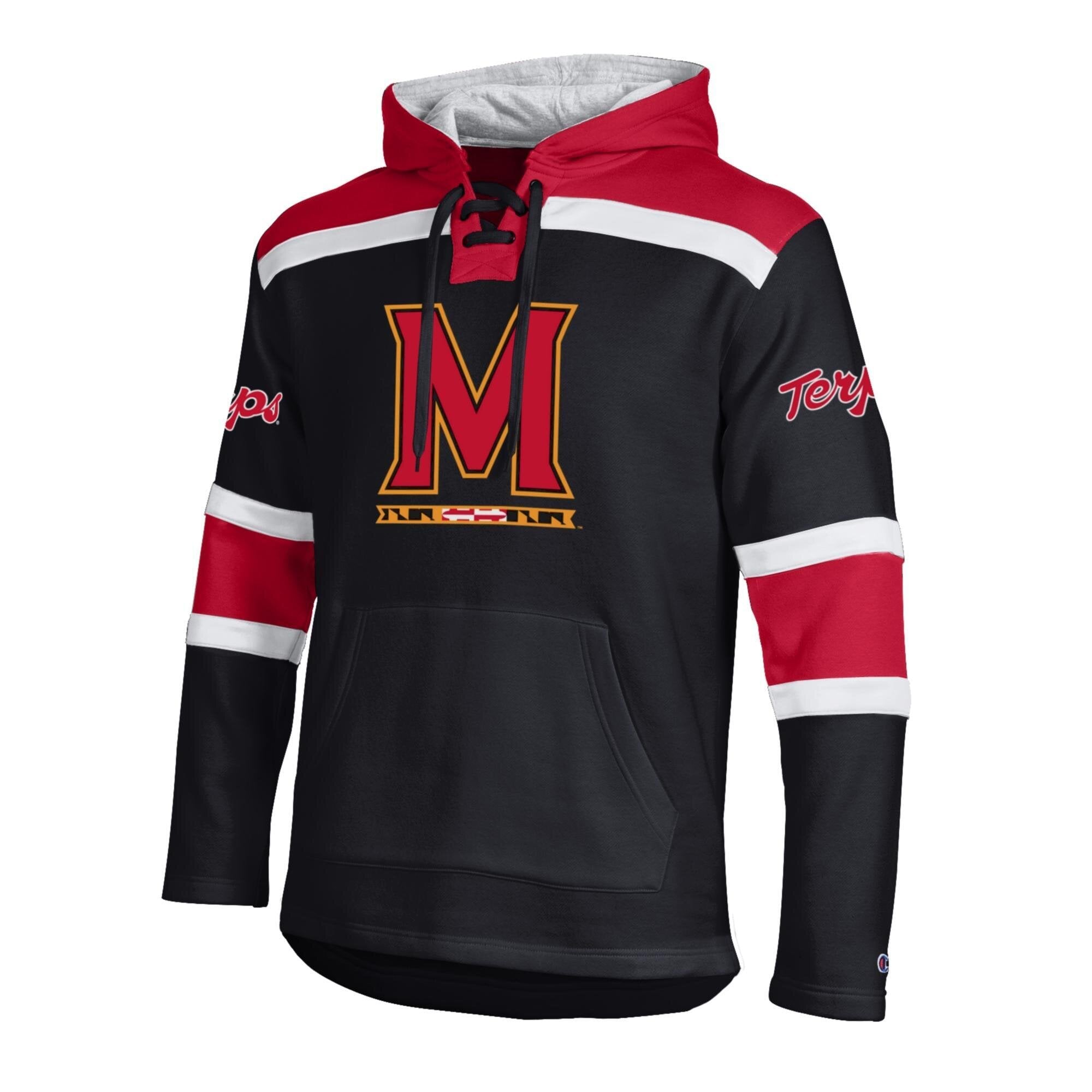 Sweat à capuche en polaire Lacer noir Champion Maryland Terrapins pour homme