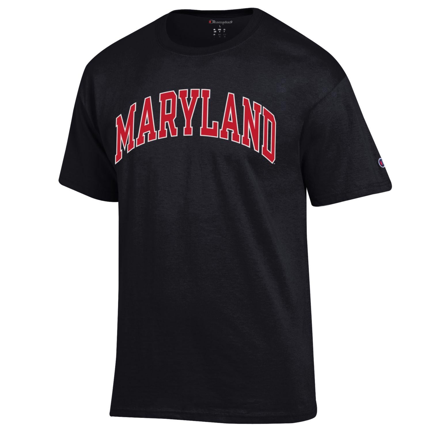 Mens CHAMPION BLK University of Maryland Basic Short Sleeve T Shirt