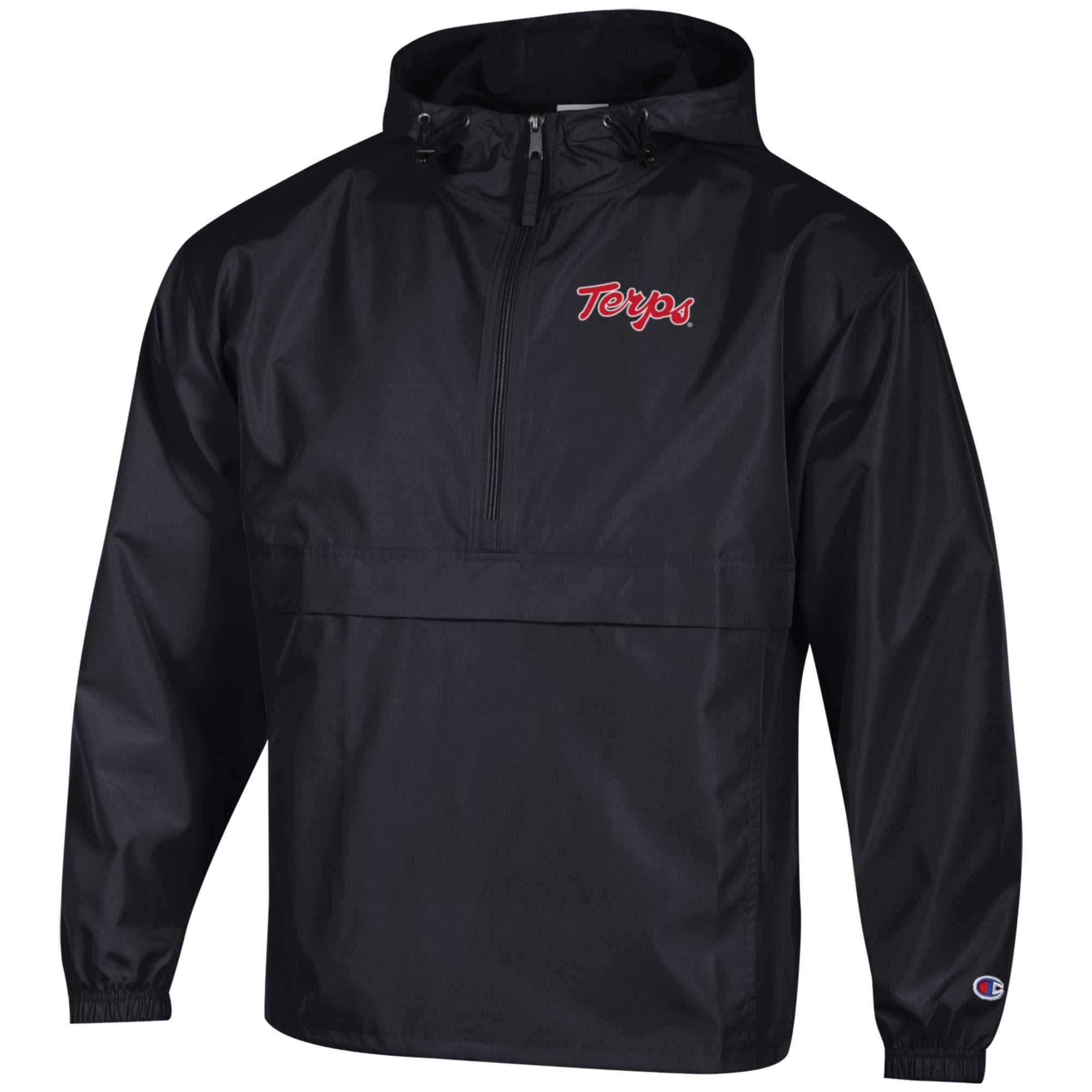 Mens CHAMPION BLK University of Maryland SP Packable Jacket