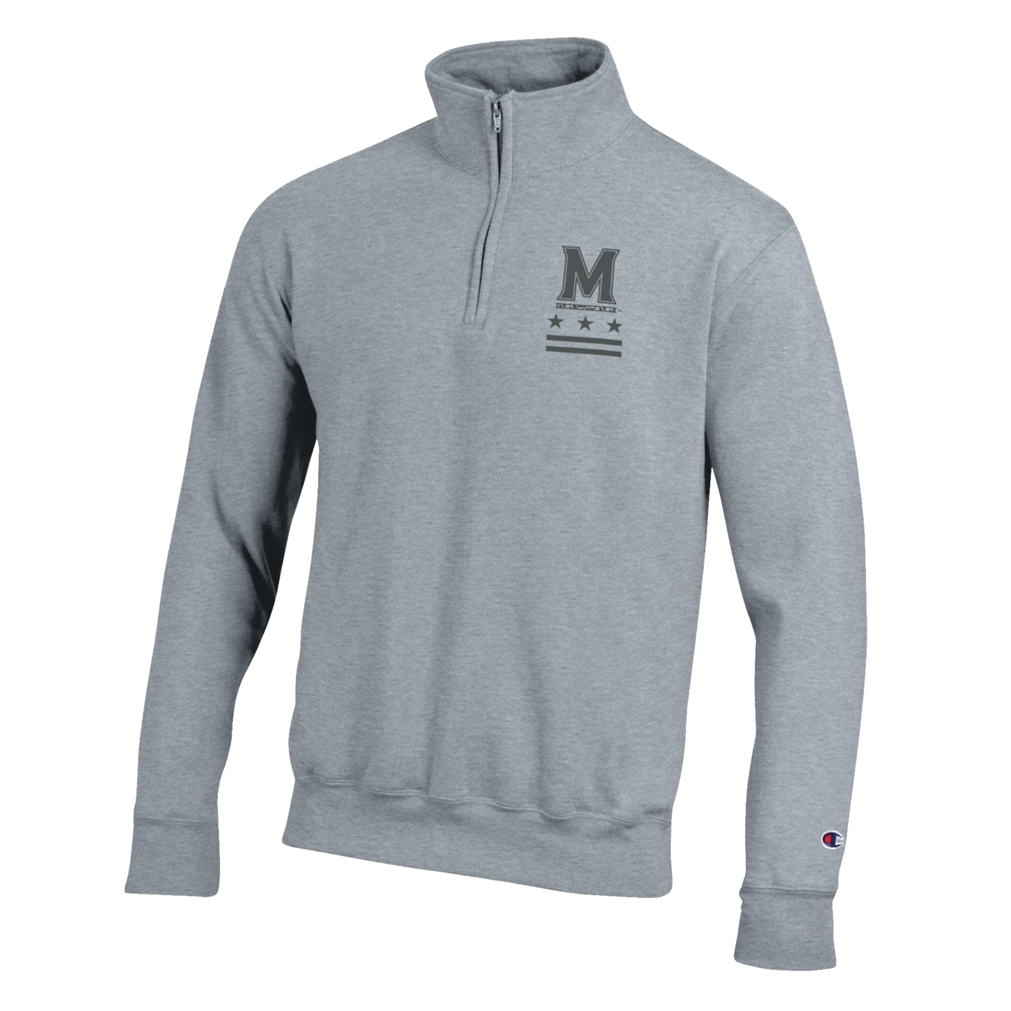 Men's Champion Gray Maryland Terrapins Operation Hat Trick Flag Powerblend Fleece Quarter-Zip Pullover