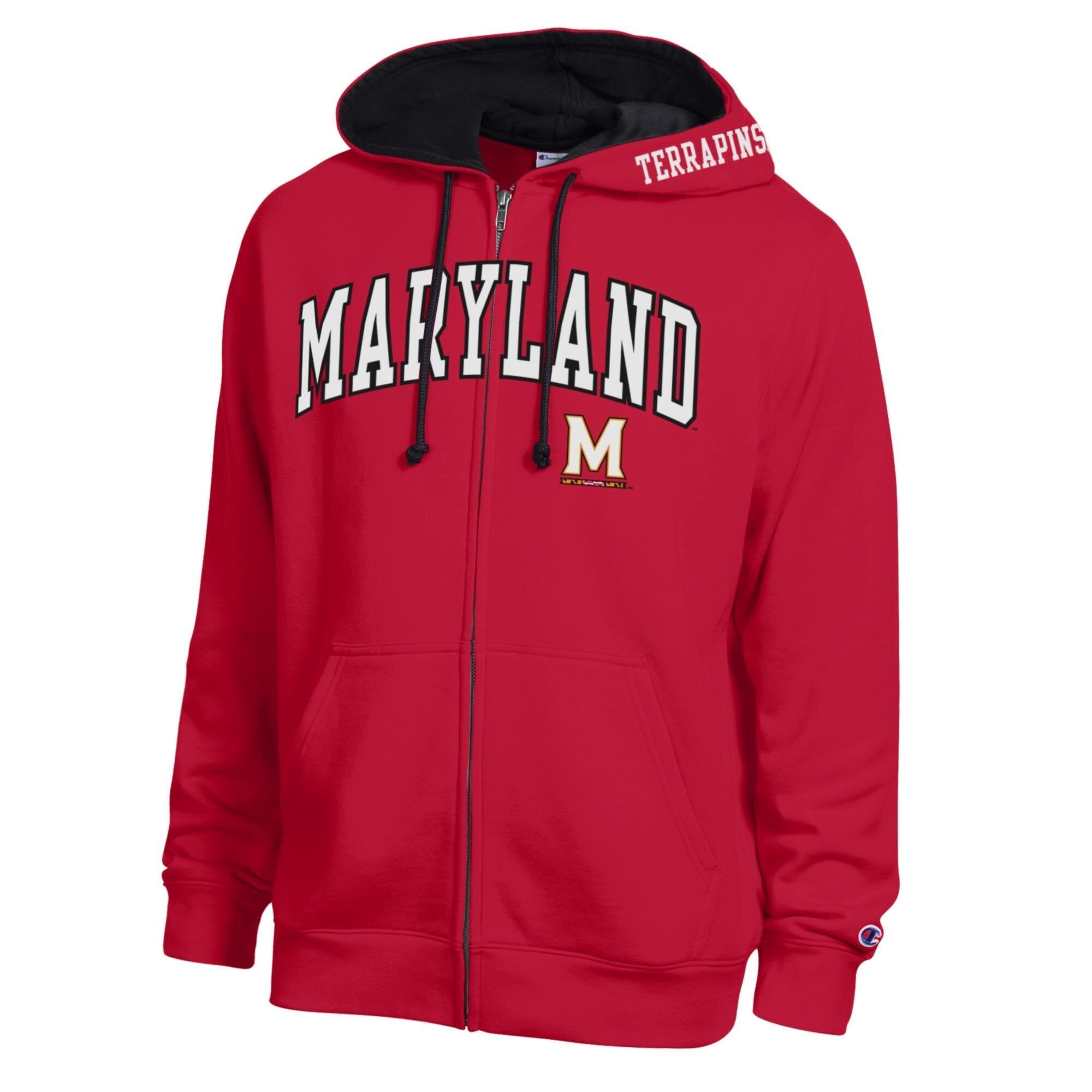 Men's Champion Red Maryland Terrapins Arch Logo Full-Zip Fleece Hoodie