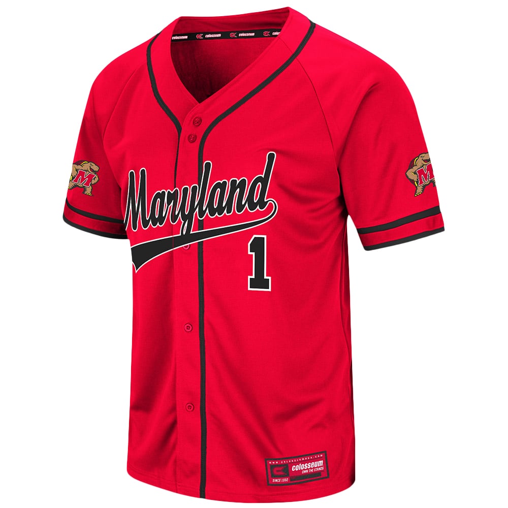 Men's Colosseum Red Maryland Terrapins Turf 'n' Turf Baseball Jersey