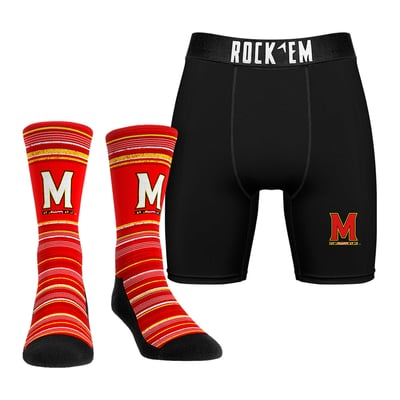  Maryland Terrapins Rock Em Primary Crew Socks & Boxer Briefs Combo Pack