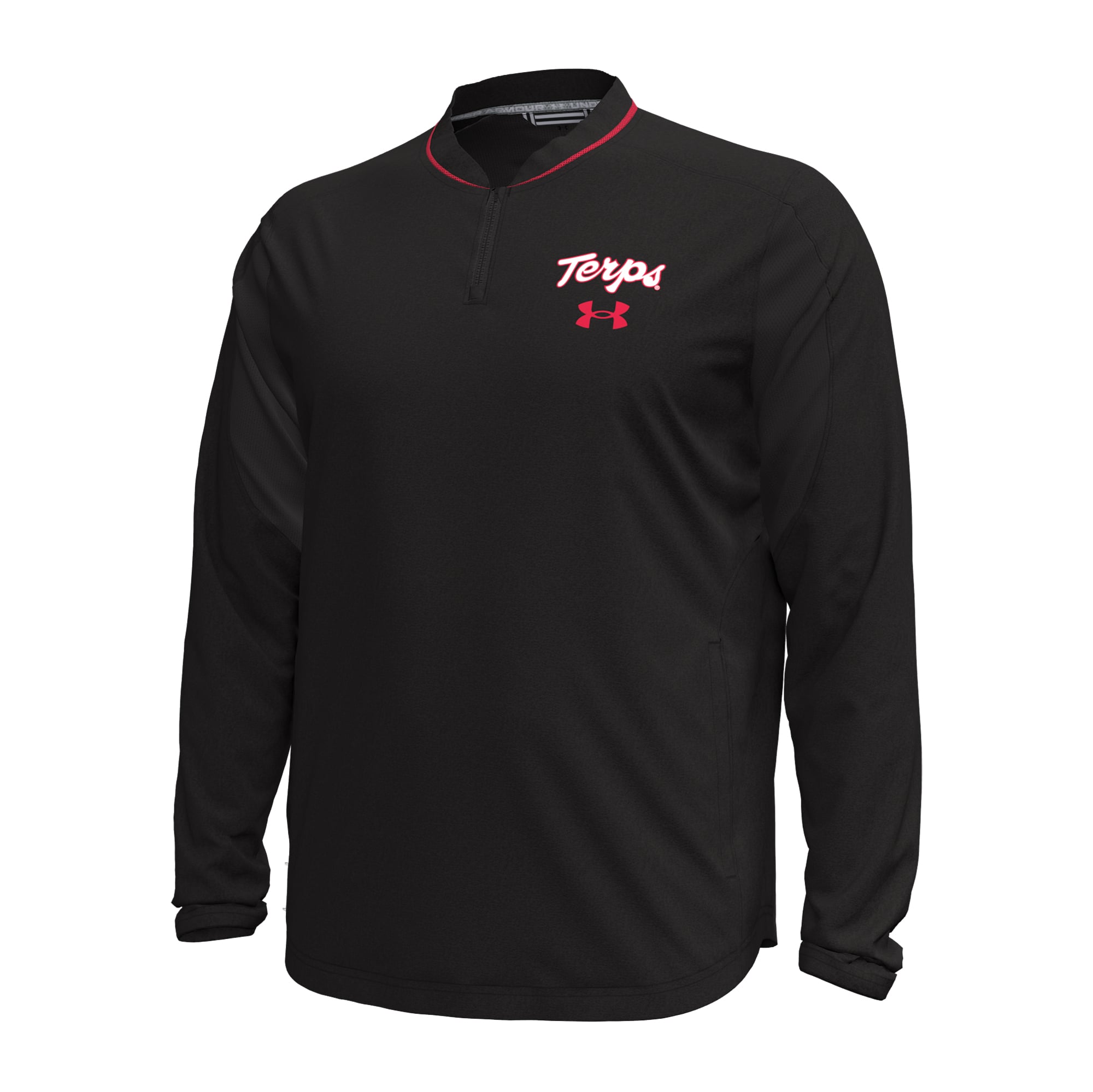 Men's Under Armour Black Maryland Terrapins 2026 Sideline Motivate Woven Quarter-Zip Long Sleeve Pullover