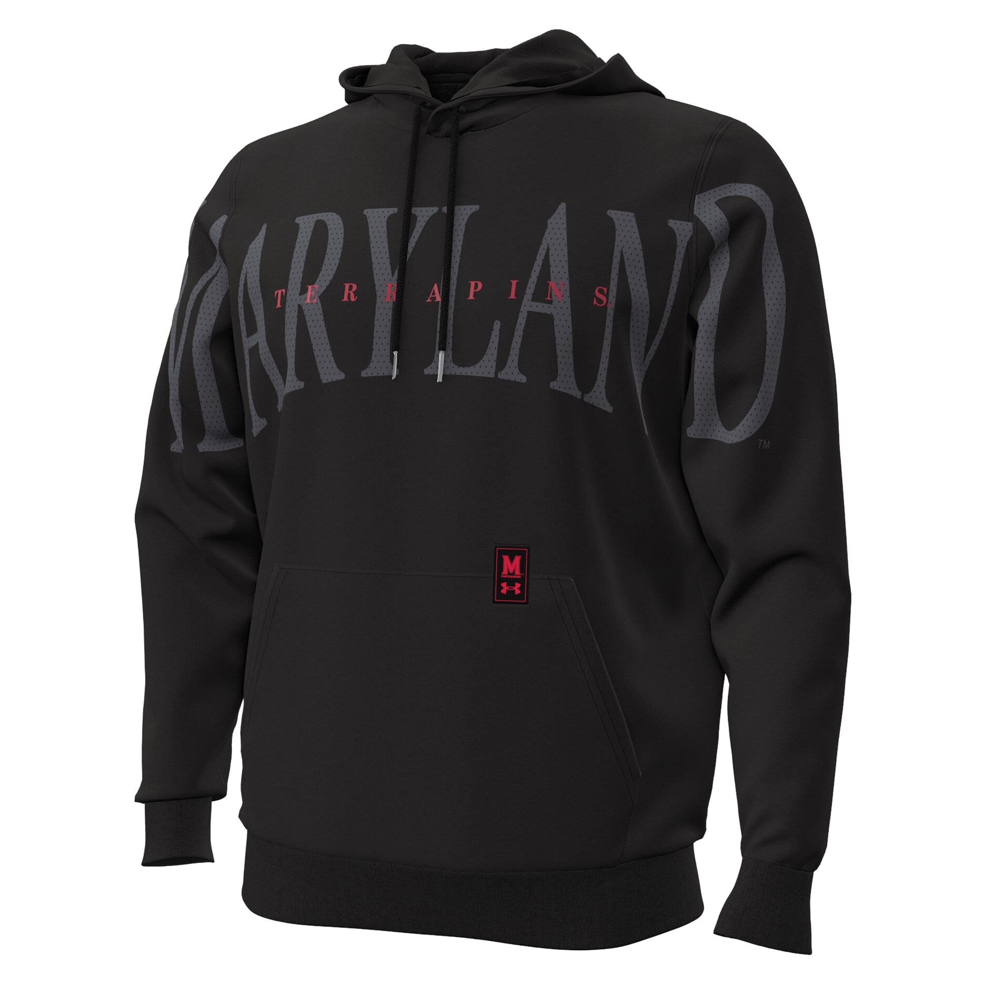 Men's Under Armour Black Maryland Terrapins 2026 Sideline Overlay Icon Fleece Hoodie