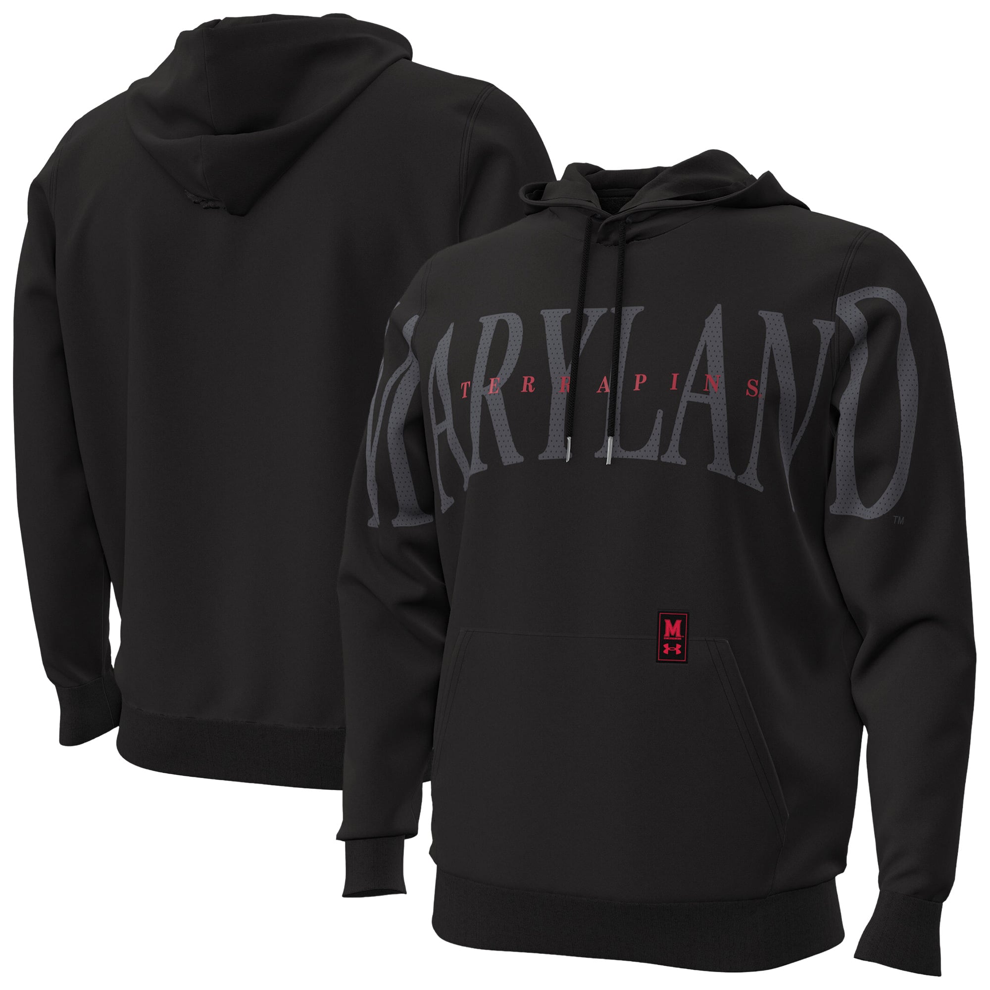 Men's Under Armour Black Maryland Terrapins 2026 Sideline Overlay Icon Fleece Hoodie
