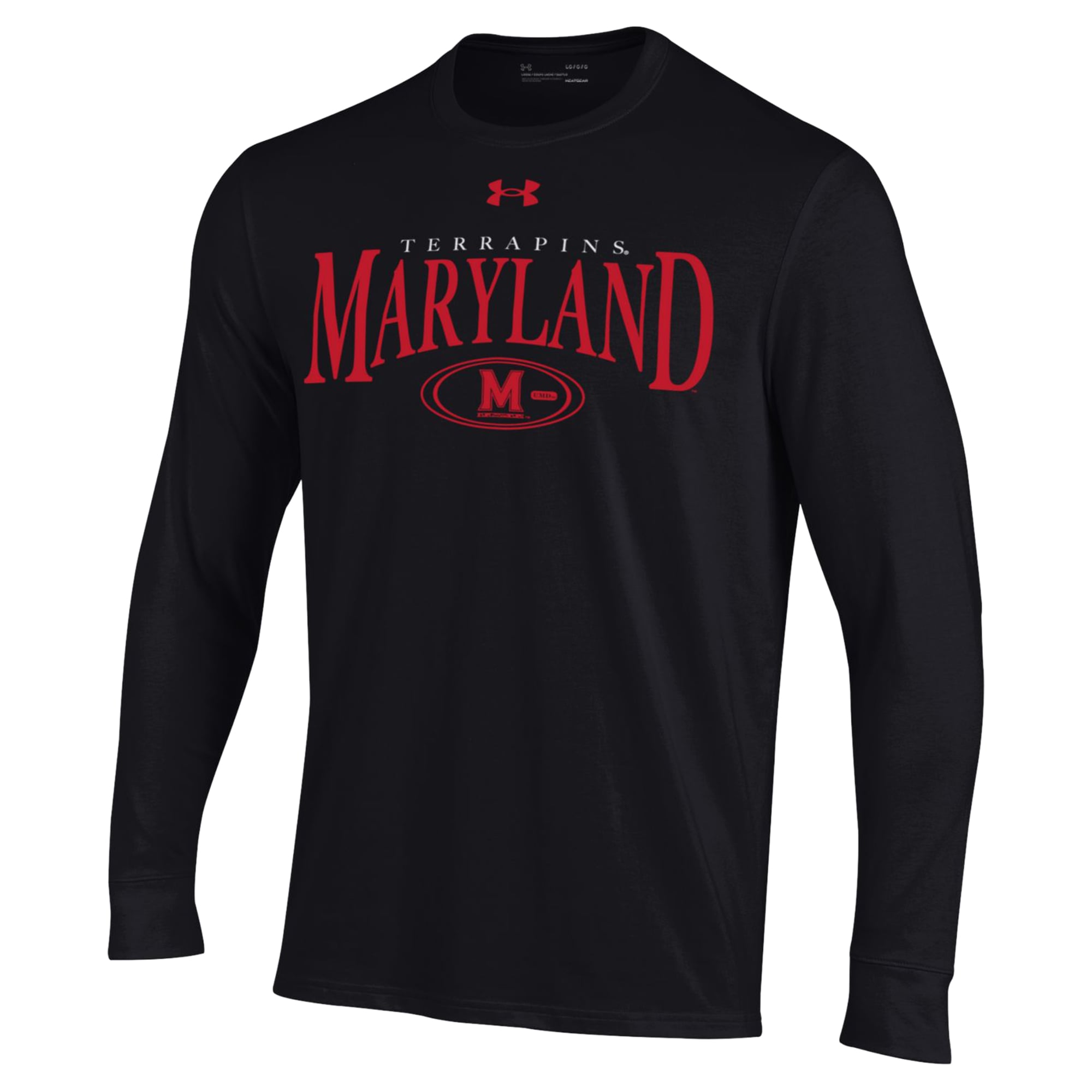 Men's Under Armour Black Maryland Terrapins 2026 Sideline Performance Cotton Long Sleeve T-Shirt