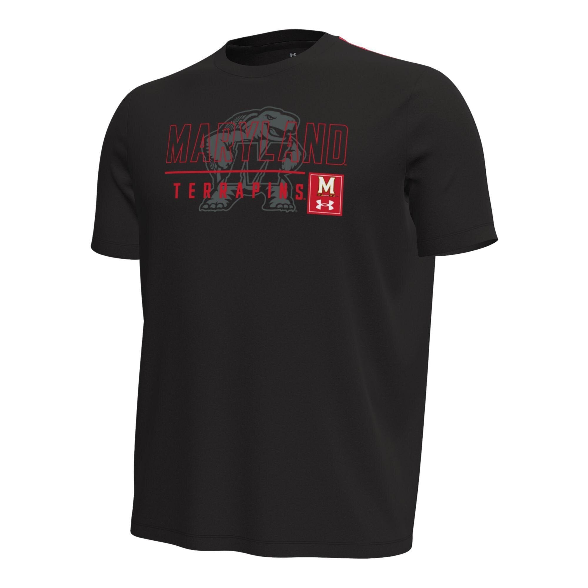 T-shirt Under Armour noir pour homme Maryland Terrapins Gameday Motion Heavyweight