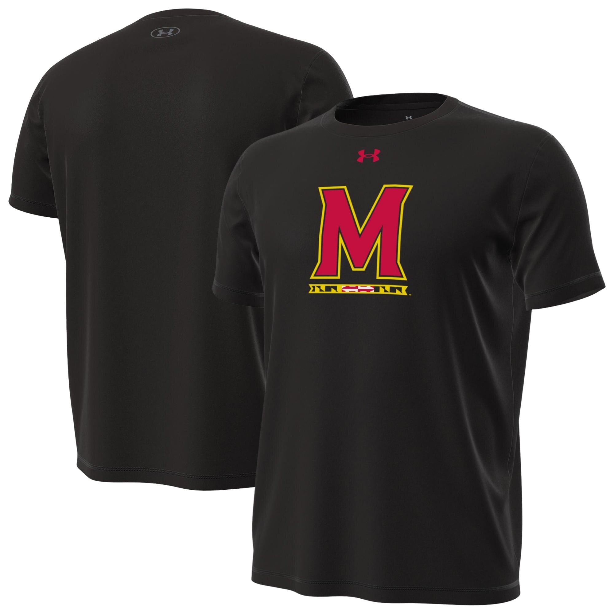T-shirt technique extensible Under Armour noir Maryland Terrapins pour homme