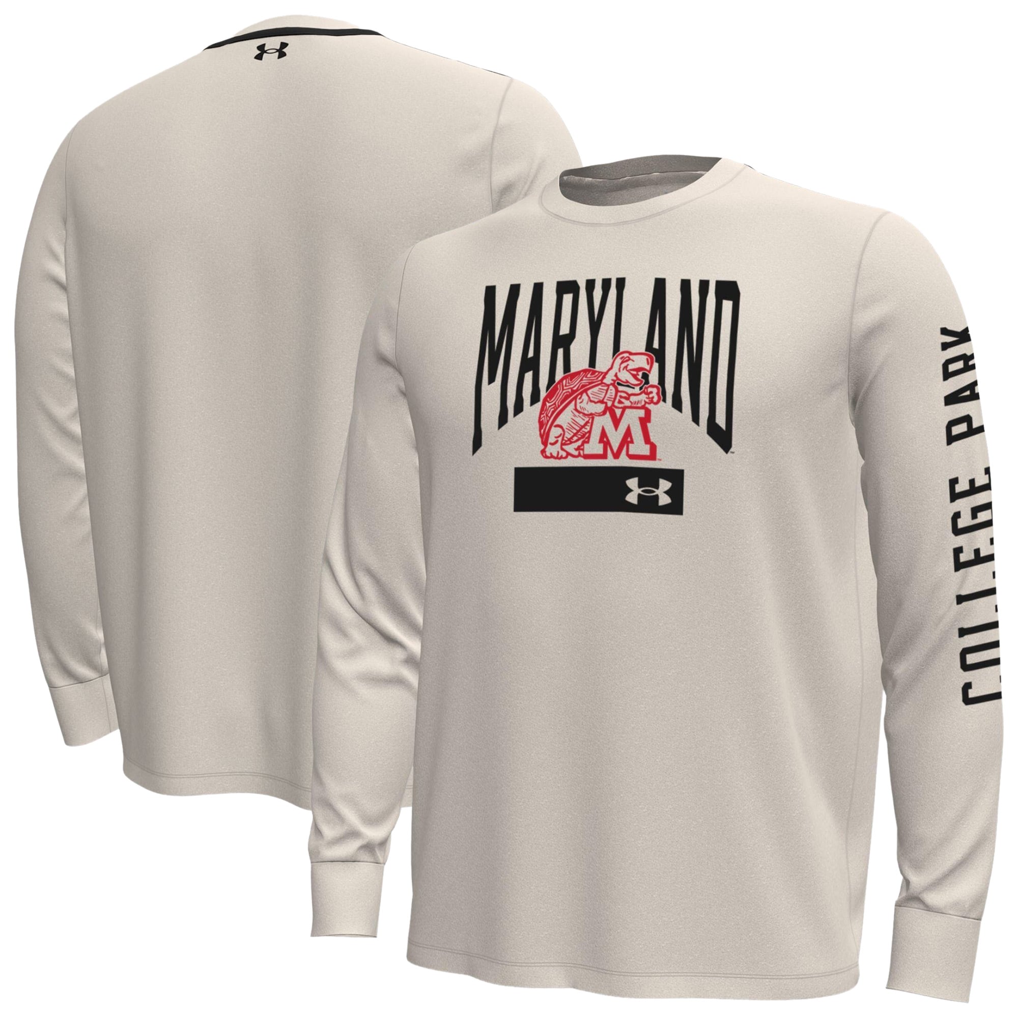 T-shirt à manches longues Under Armour Cream Maryland Terrapins Gameday Motion pour homme