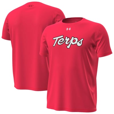 Maryland Terrapins Under Armour Terps Script Tech Stretch T-Shirt - Red