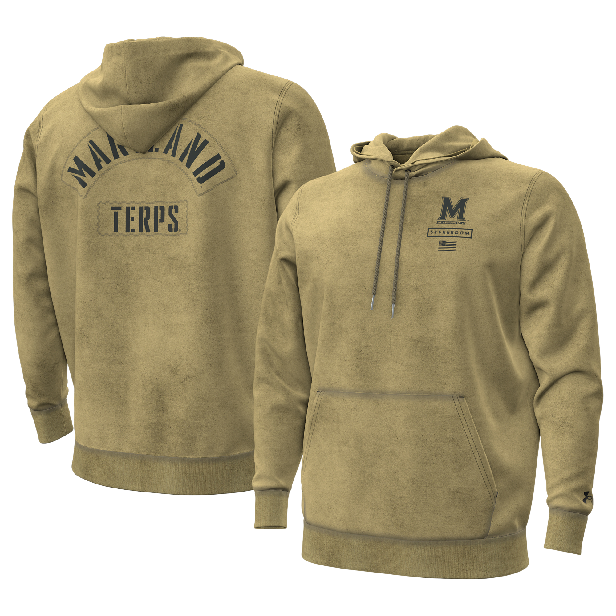 Sweat à capuche Under Armour pour homme, couleur beige, Maryland Terrapins, collection Freedom 2026