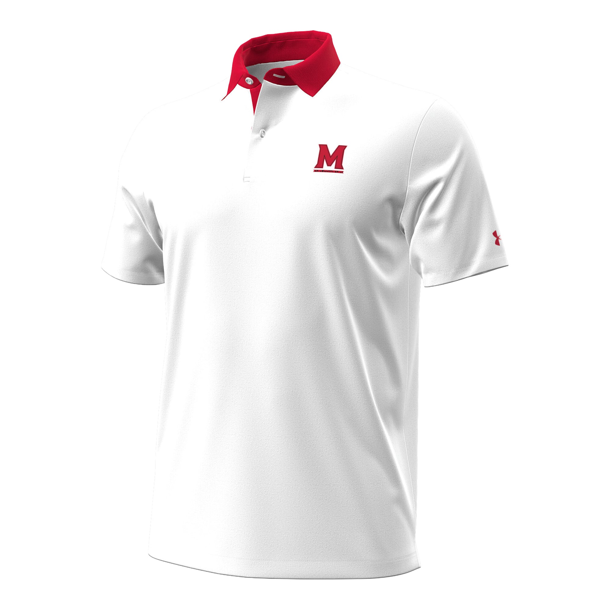 Polo de soirée Under Armour blanc pour homme, Maryland Terrapins, édition spéciale séries éliminatoires 2026.