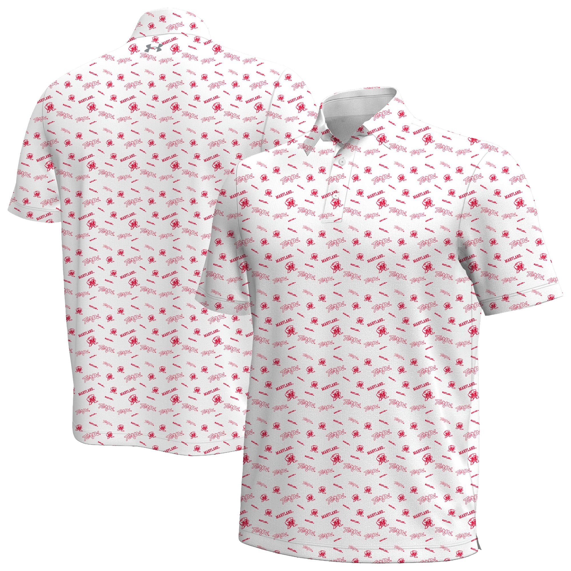 Polo Under Armour blanc pour homme Maryland Terrapins Gameday Armourfuse