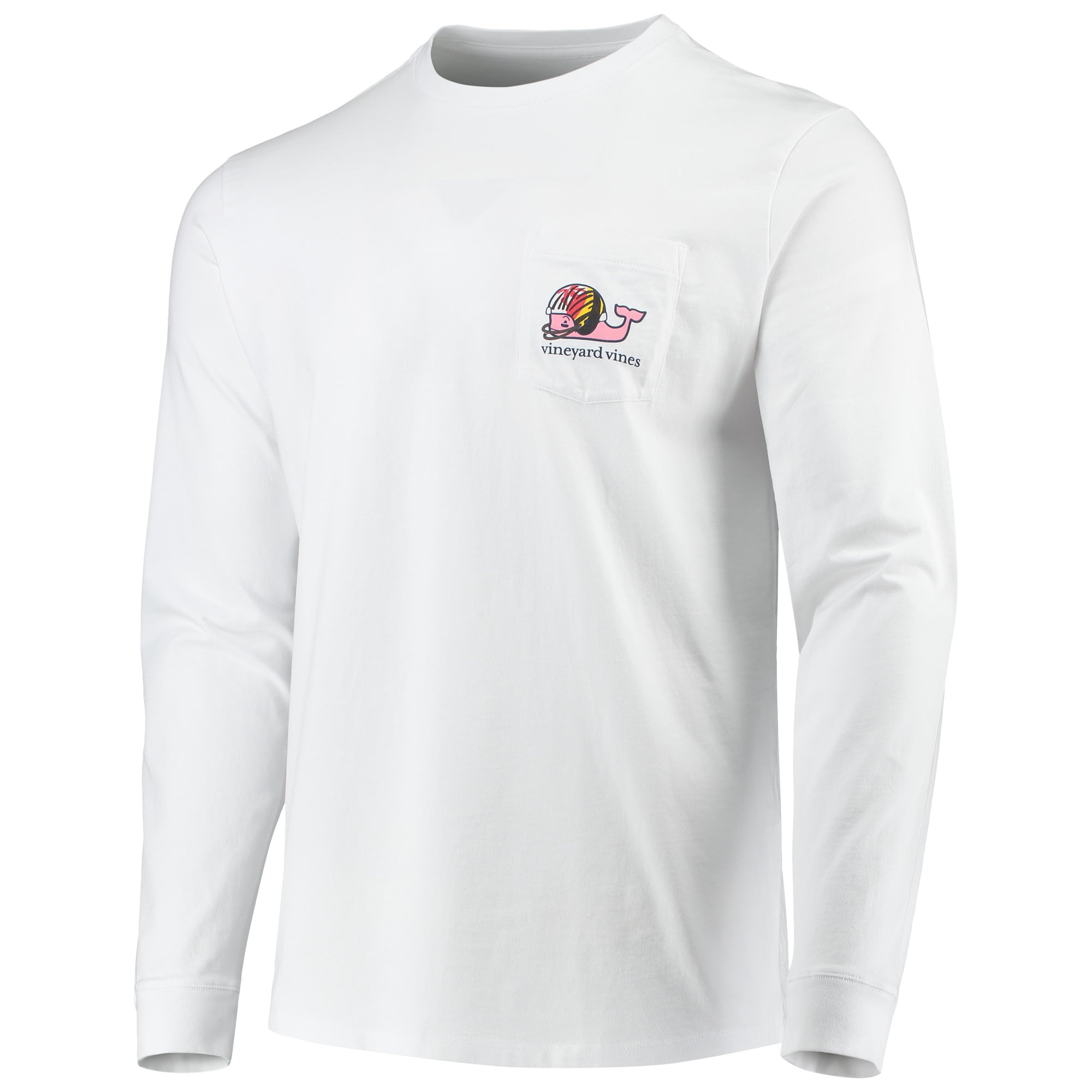 Men's Vineyard Vines White Maryland Terrapins Pocket Long Sleeve T