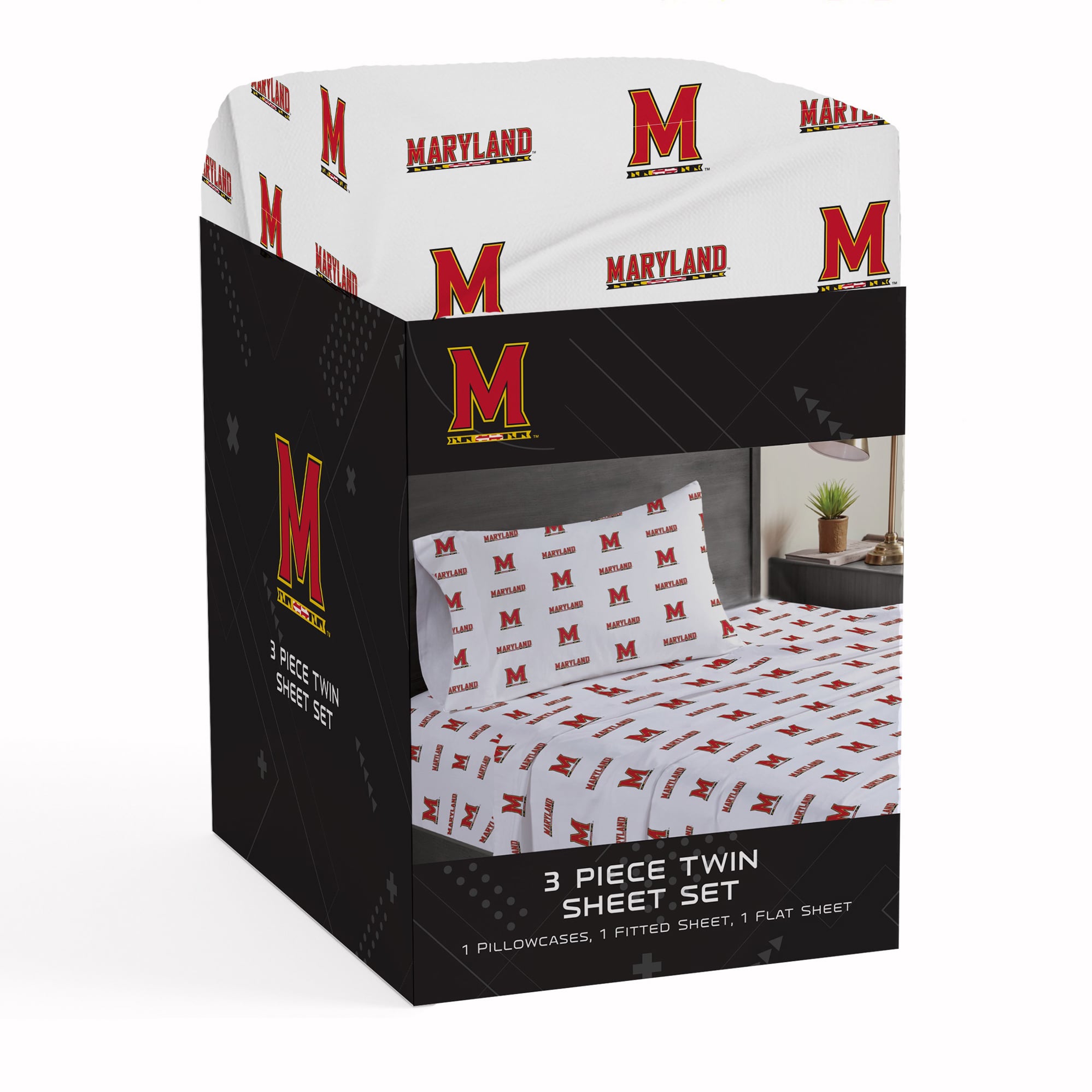 Pegasus Maryland Terrapins Three-Piece Twin Sheet Set
