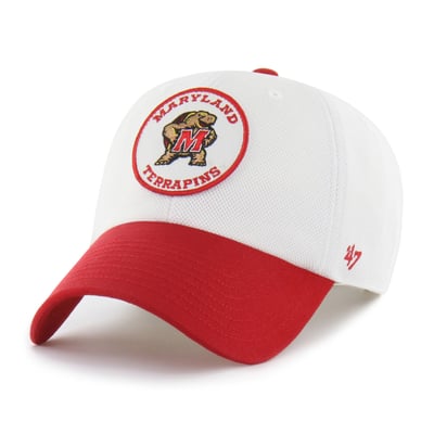 Maryland Terrapins '47 Unisex Pique Patch Clean Up Adjustable Hat - White/Red