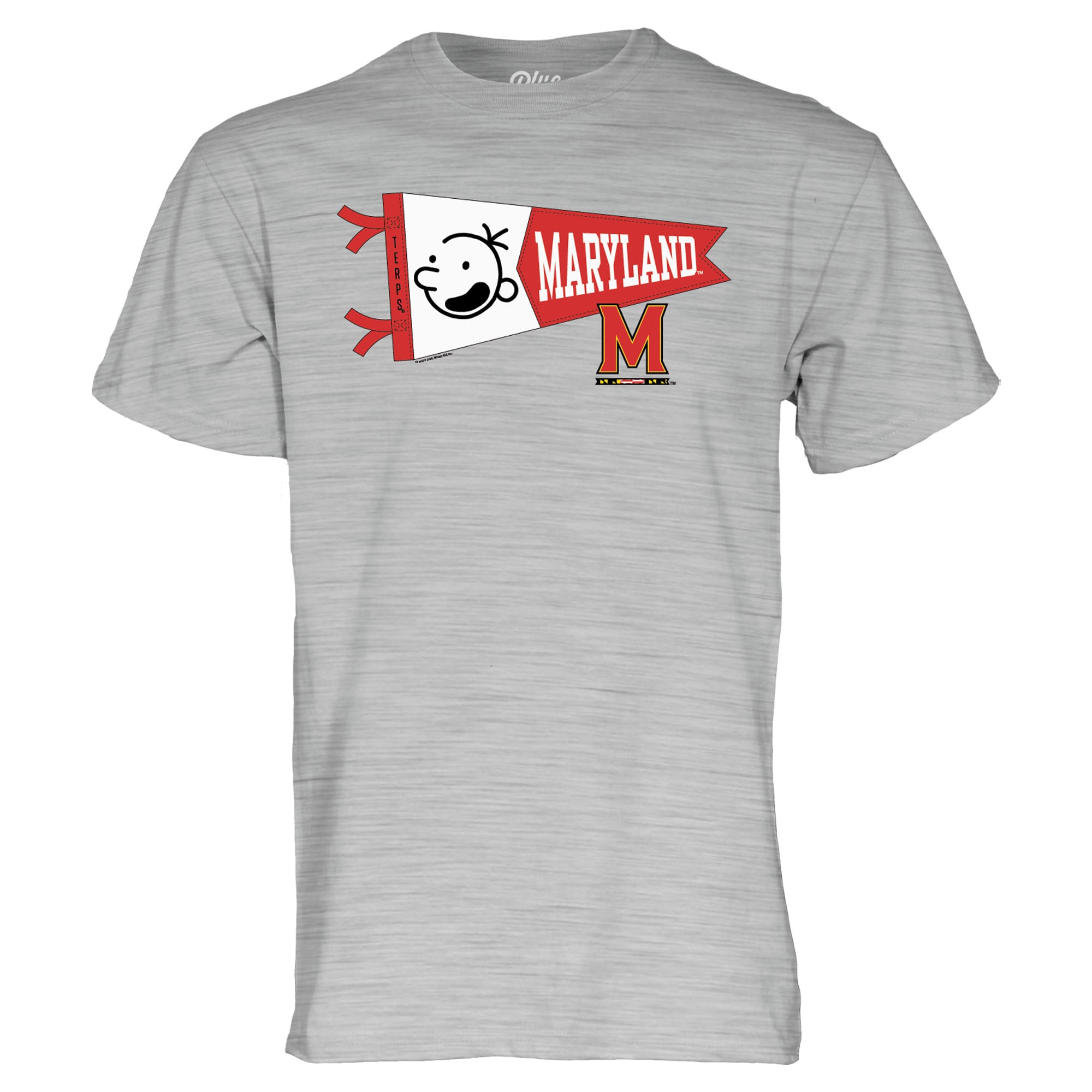 T-shirt unisexe bleu chiné 84 Maryland Terrapins x Journal d'un dégonflé avec fanion