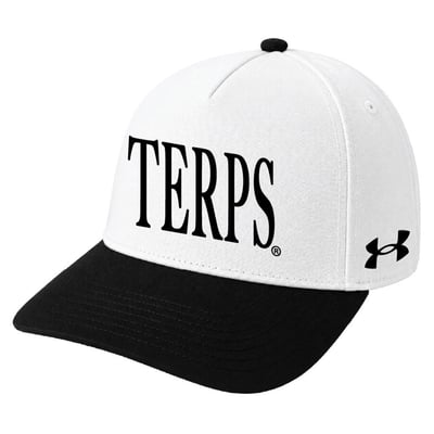 Maryland Terrapins Under Armour Unisex Blitzing Accent 5-Panel Adjustable Hat - White
