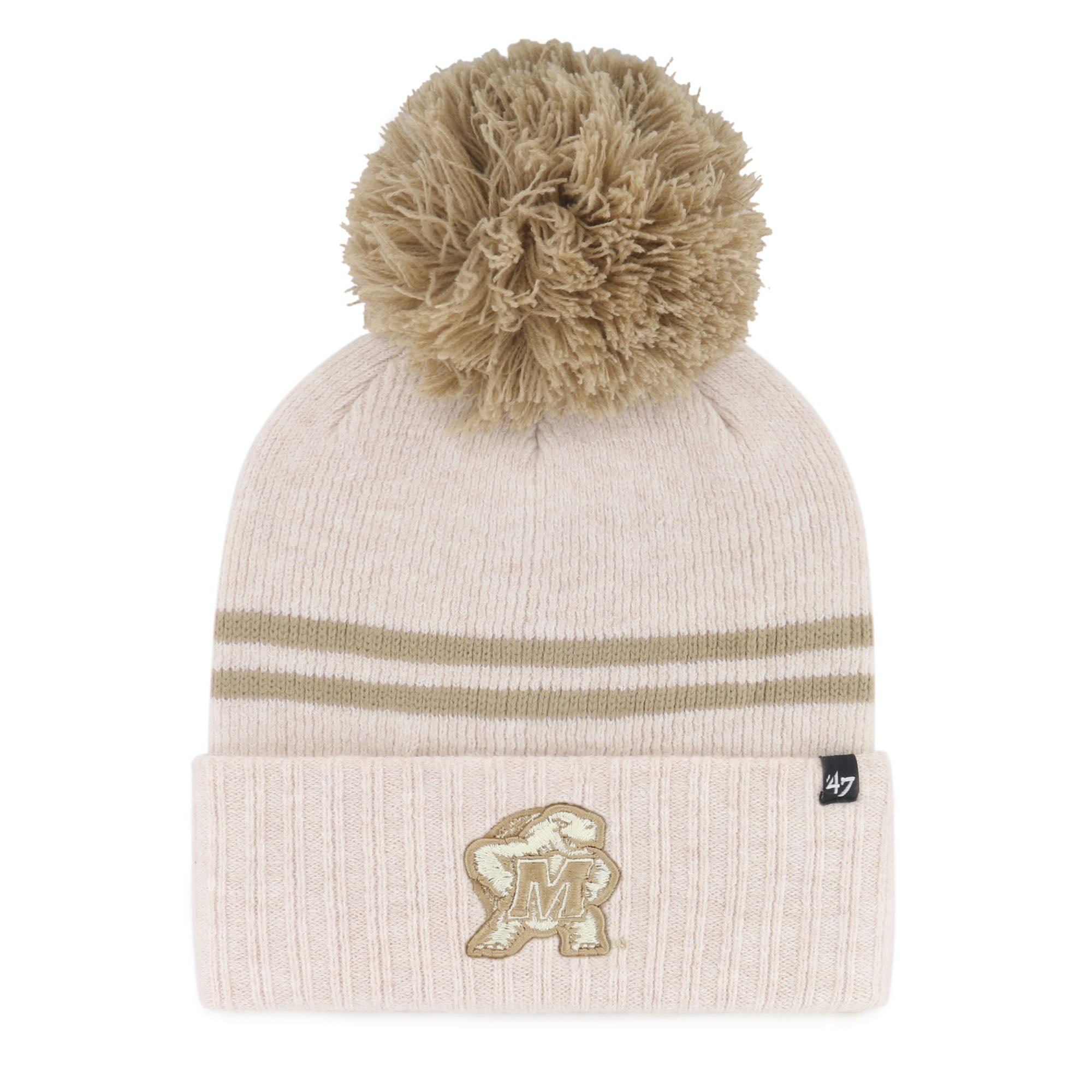 Women's '47 Natural Maryland Terrapins Core & Inline Latte Cuffed Knit Hat with Pom