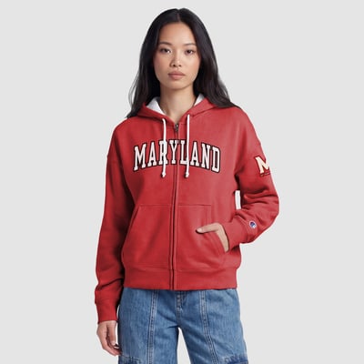 Maryland Terrapins Champion Women's Arch Full-Zip Fleece Hoodie - Red