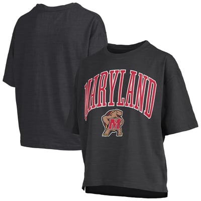 Maryland Terrapins Pressbox Women's Oversized Nelson Arch Over Logo Slub T-Shirt - Black