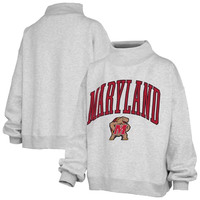 Maryland Terrapins Pressbox Women's Nelson Texture Lingo Mock Neck Fleece Sweatshirt - Gray
