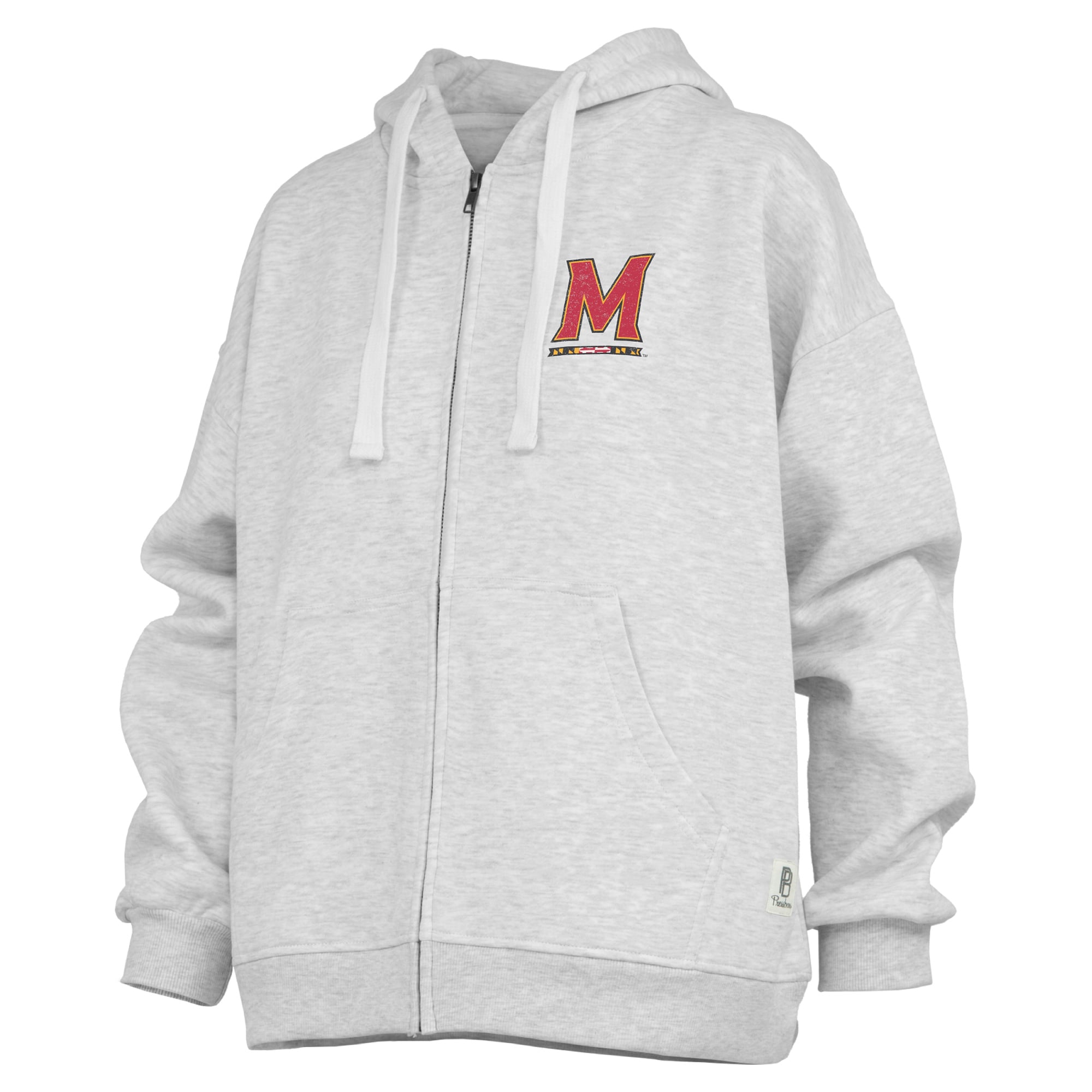 Sweat à capuche zippé Janise gris chiné pour femme, de la marque Pressbox, aux couleurs des Maryland Terrapins.
