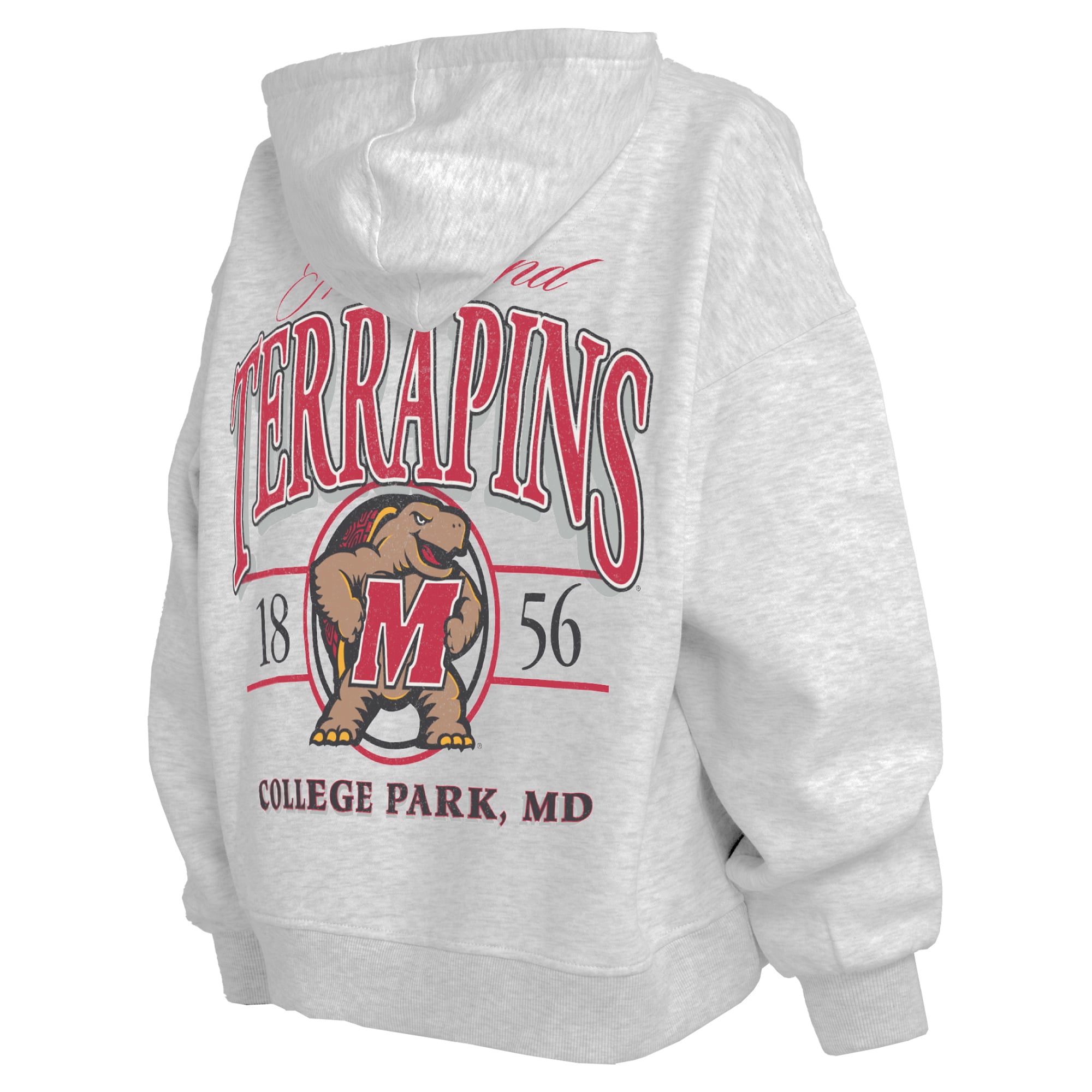Sweat à capuche zippé Janise gris chiné pour femme, de la marque Pressbox, aux couleurs des Maryland Terrapins.