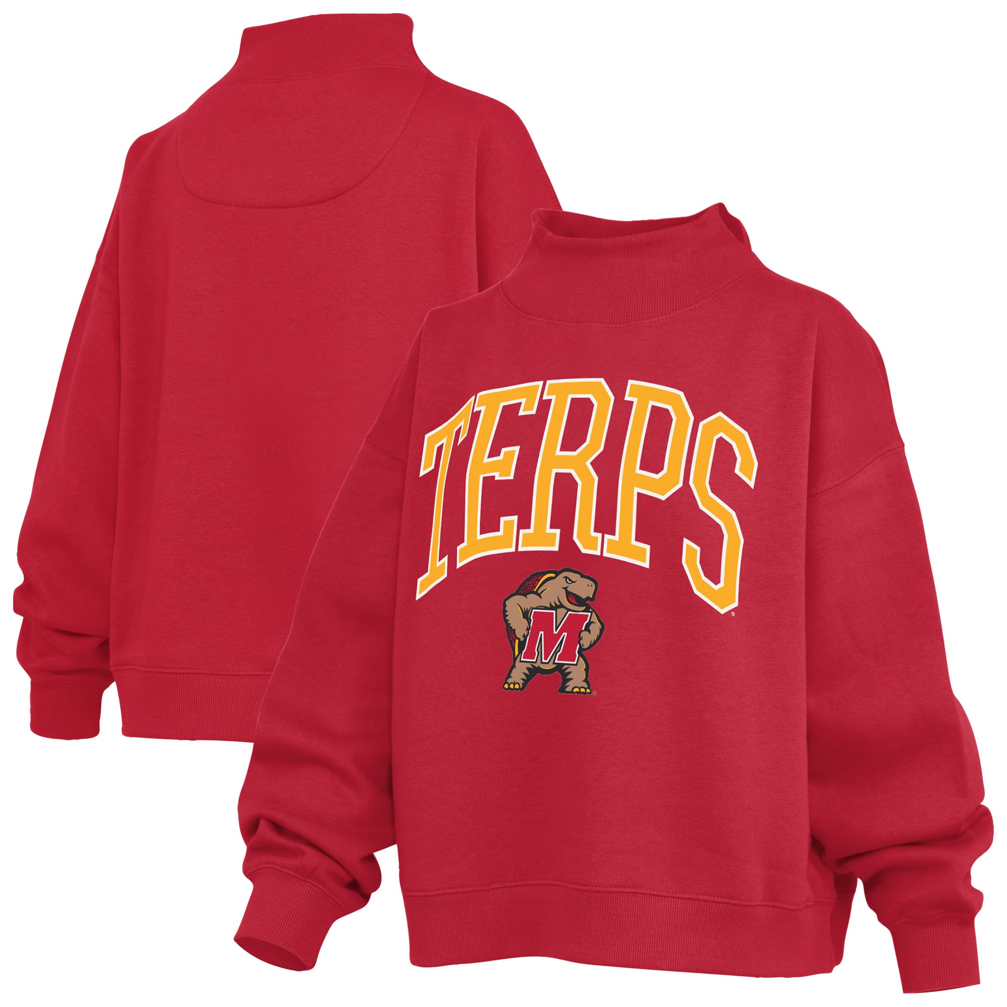 Sweat-shirt à col montant oversize en polaire rouge Pressbox Maryland Terrapins pour femme