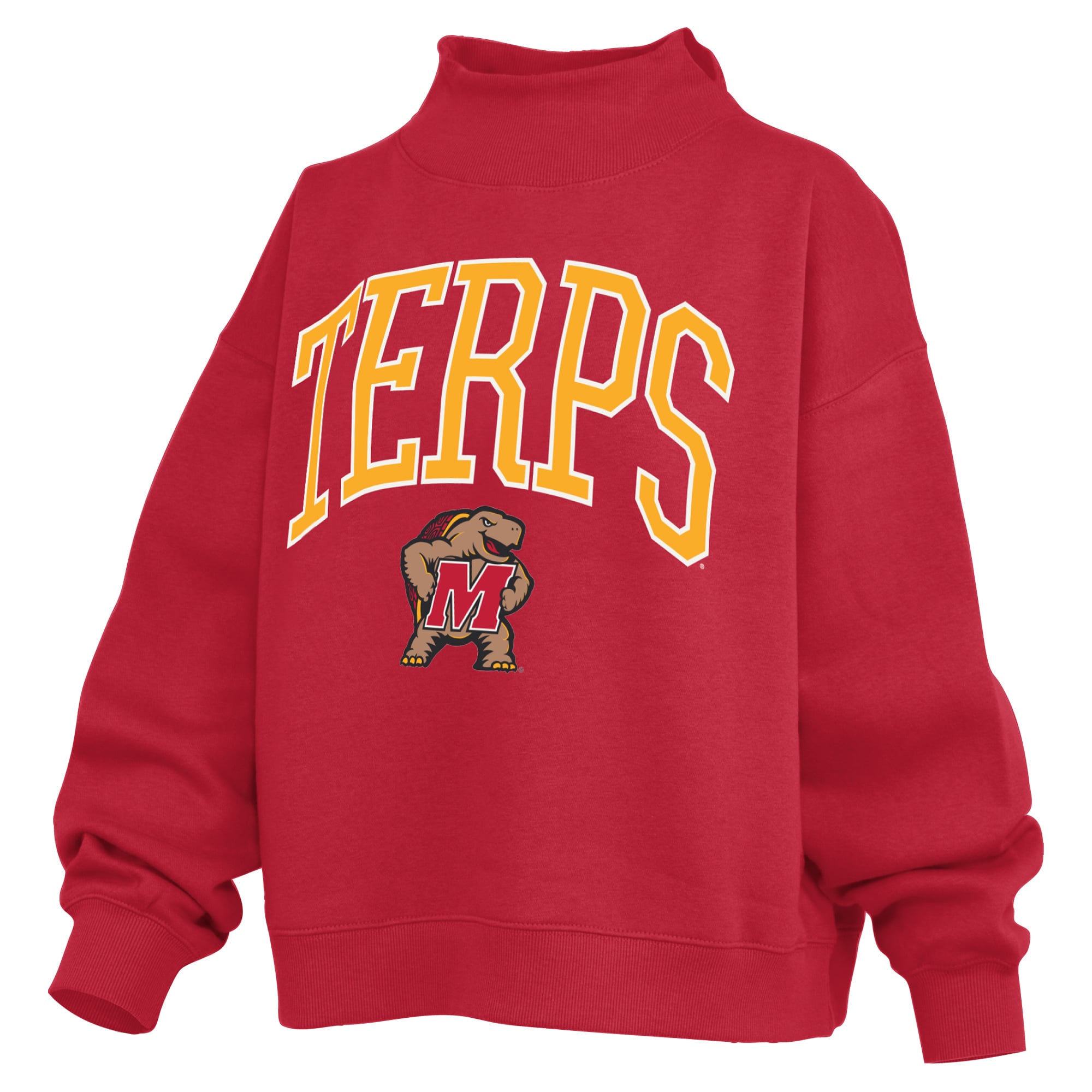 Sweat-shirt à col montant oversize en polaire rouge Pressbox Maryland Terrapins pour femme